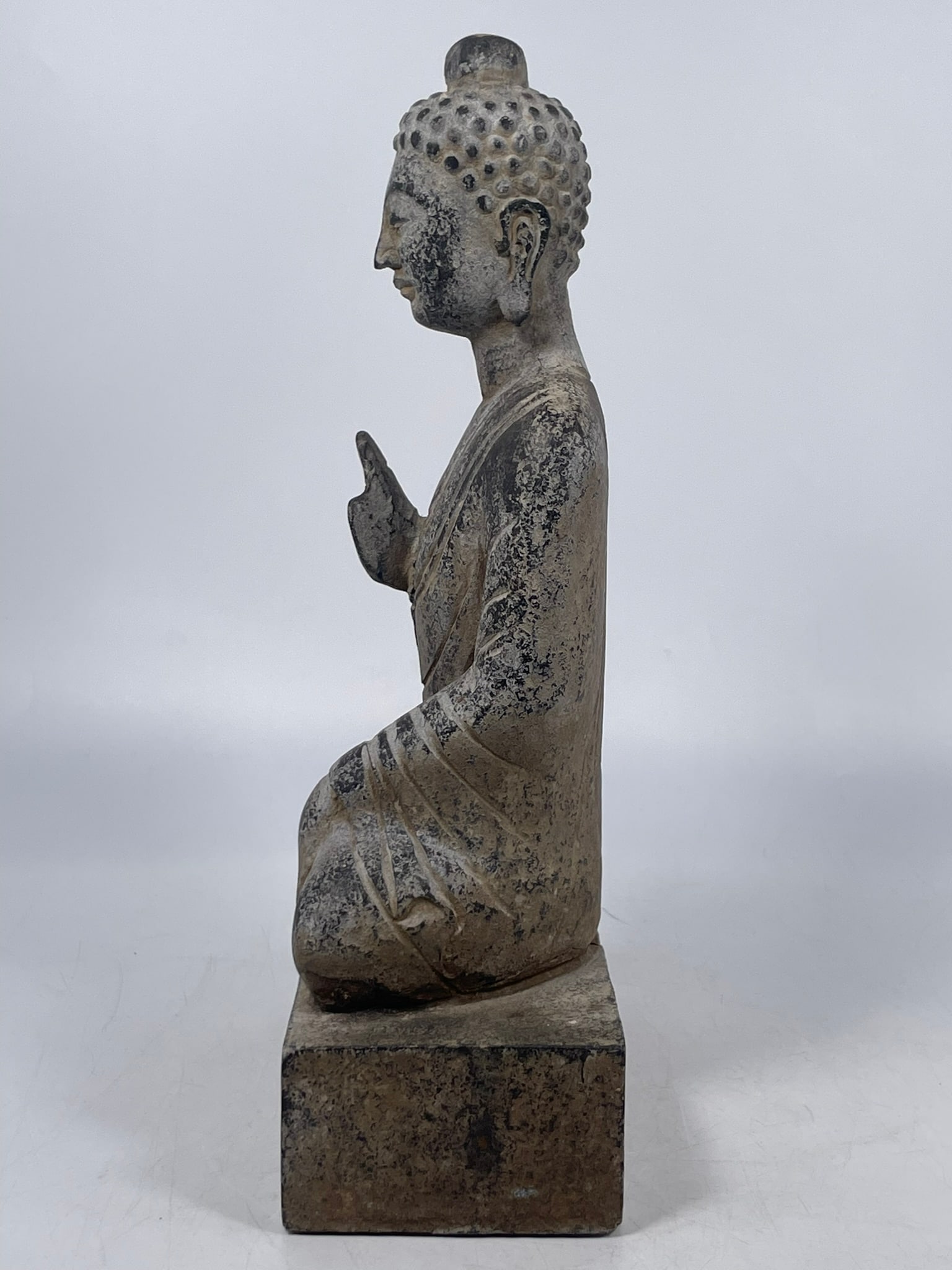 A Carved Stone Figure of Seated Buddha - 4