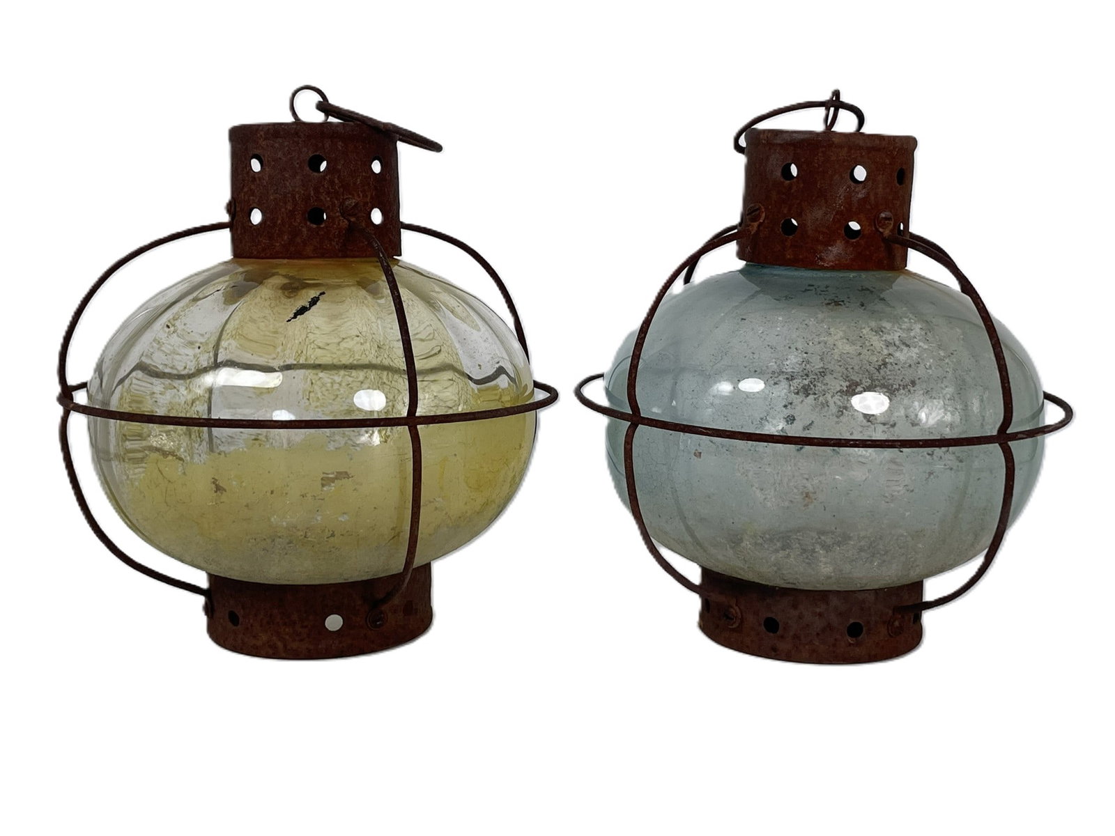 Two Vintage Onion Lanterns: 8 in. high, 7 in. wide each. From antique collection of a former Yale Faculty member.