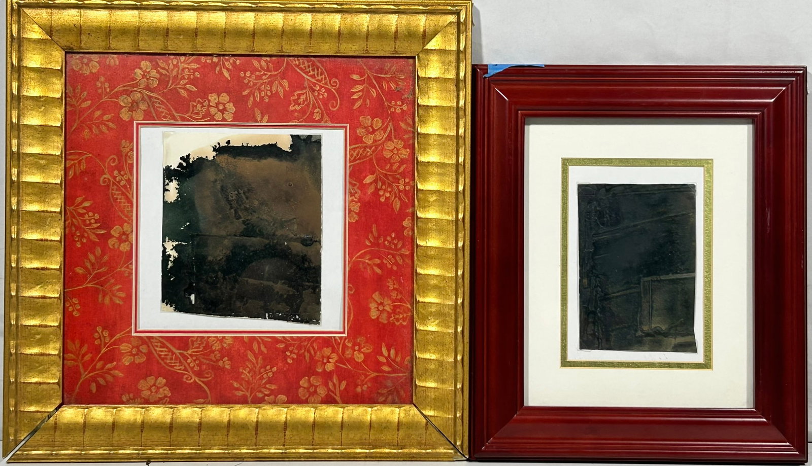 Two Vietnamese Paintings, Nguyen Duc Manh: Oil on paper, circa 1960s. Both depicting abstract composition. Signed by the artist. Nguyen Duc Manh, also known as ?The Duke,? was born in Hanoi and later moved to Paris, where he worked as a graphi