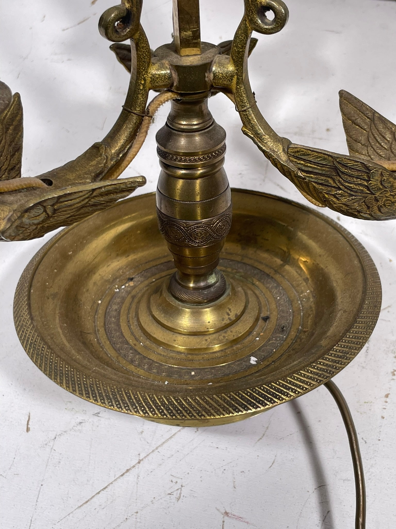 A Vintage French Bouillotte Lamp with Red Shade - 8