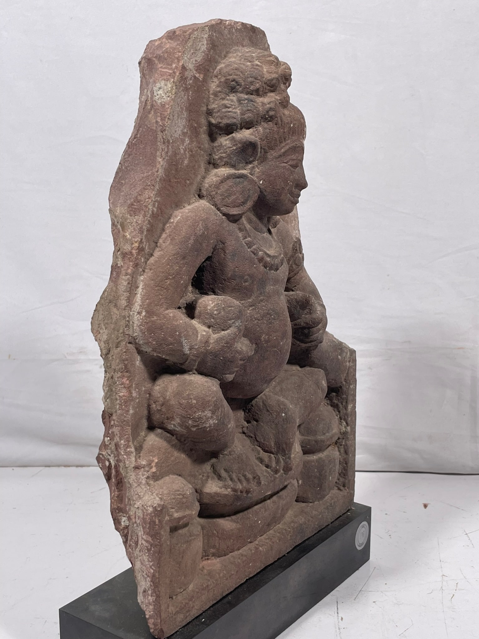 Stair Provenance: An Indian Carved Sandstone Figure of Seated Kubera - 3