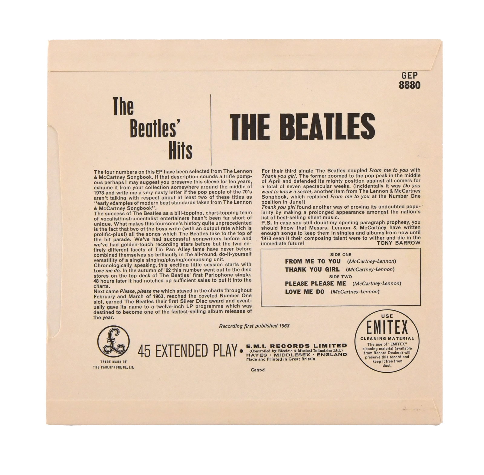THE BEATLES - The Beatles’ Hits EP with Signatures - 2