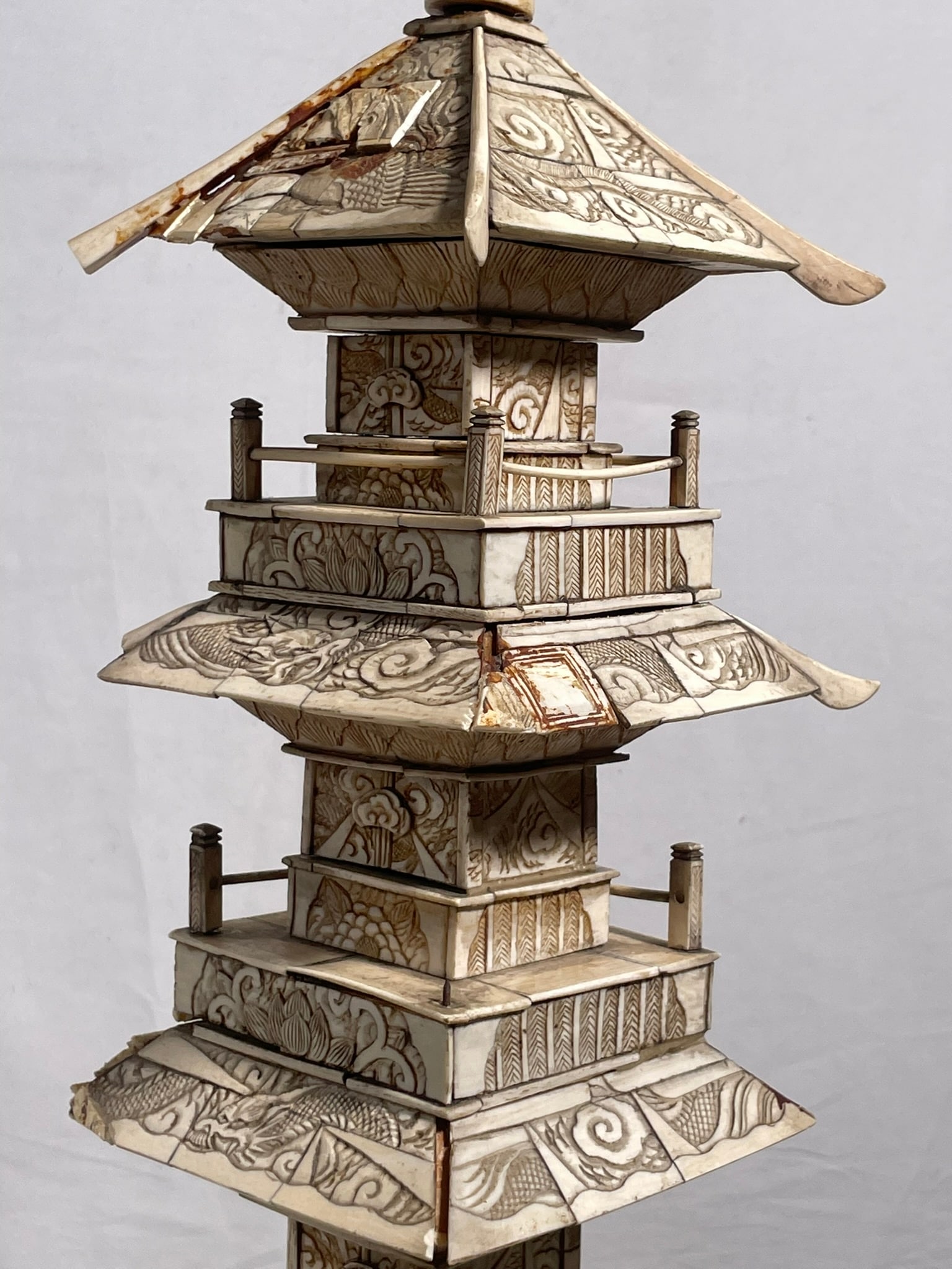 A Japanese Carved Bone Pagoda, Early 20th Century - 12