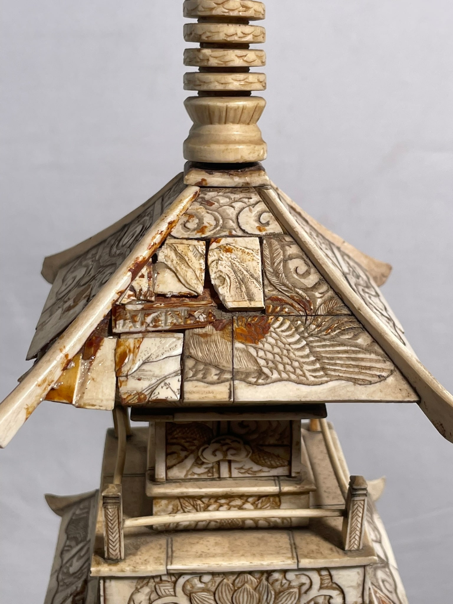 A Japanese Carved Bone Pagoda, Early 20th Century - 13