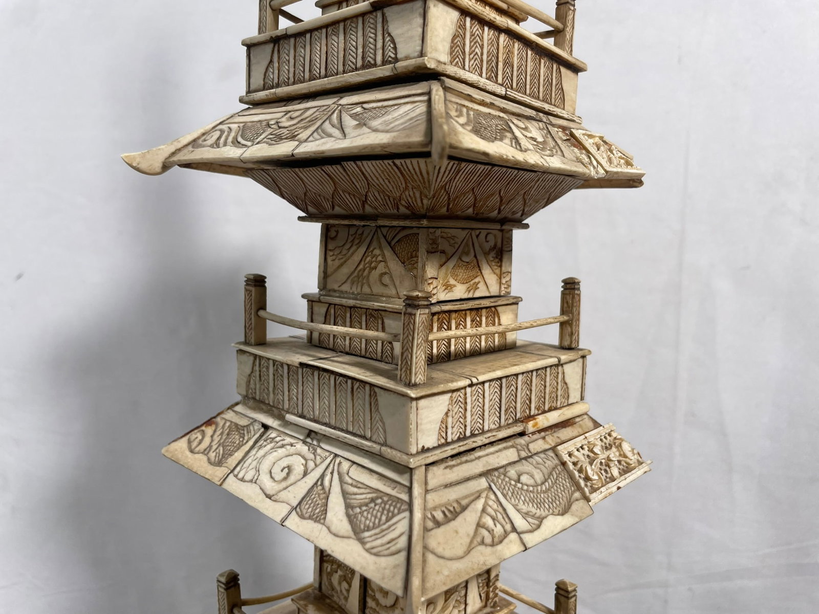 A Japanese Carved Bone Pagoda, Early 20th Century - 17