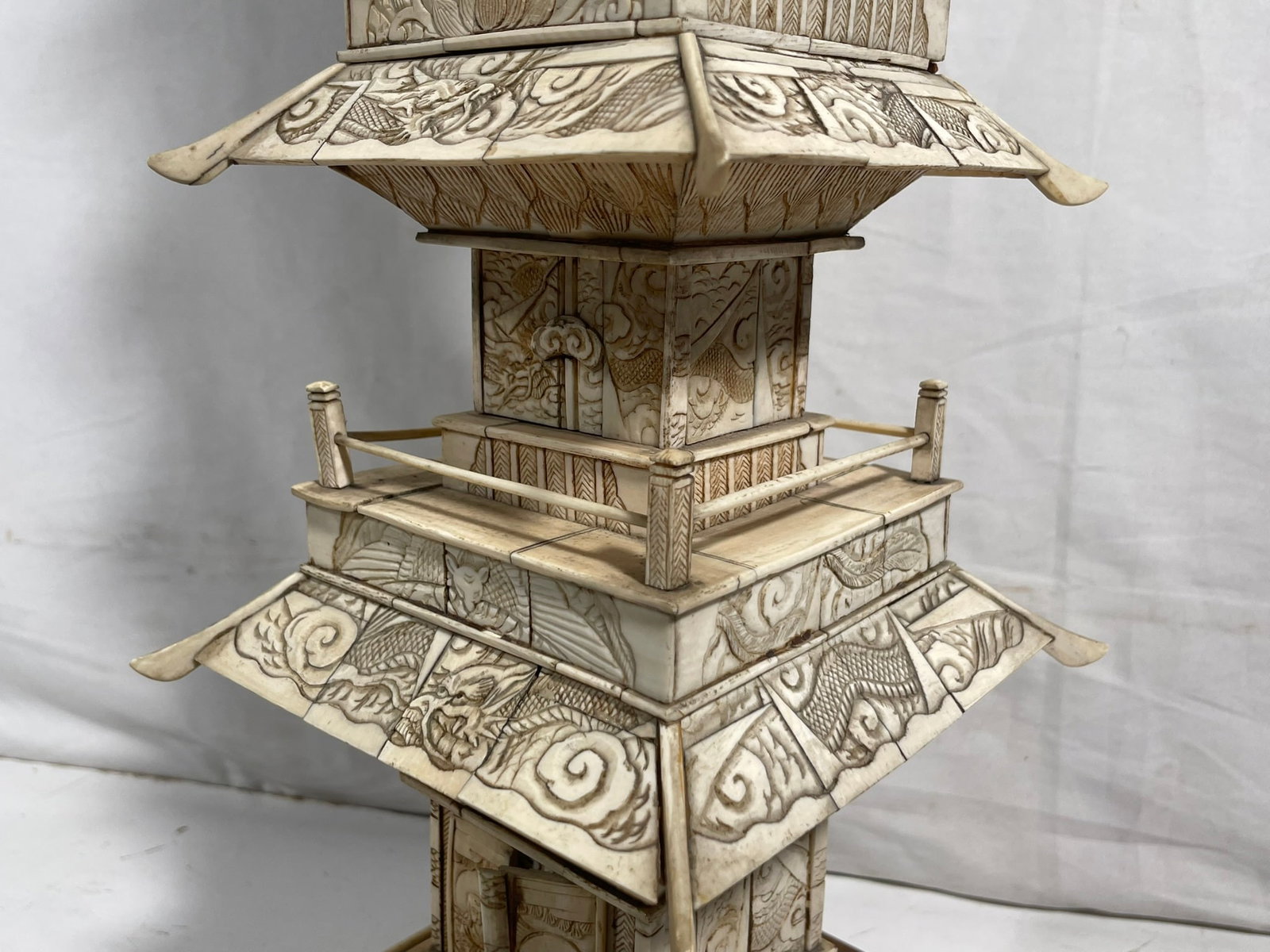 A Japanese Carved Bone Pagoda, Early 20th Century - 18