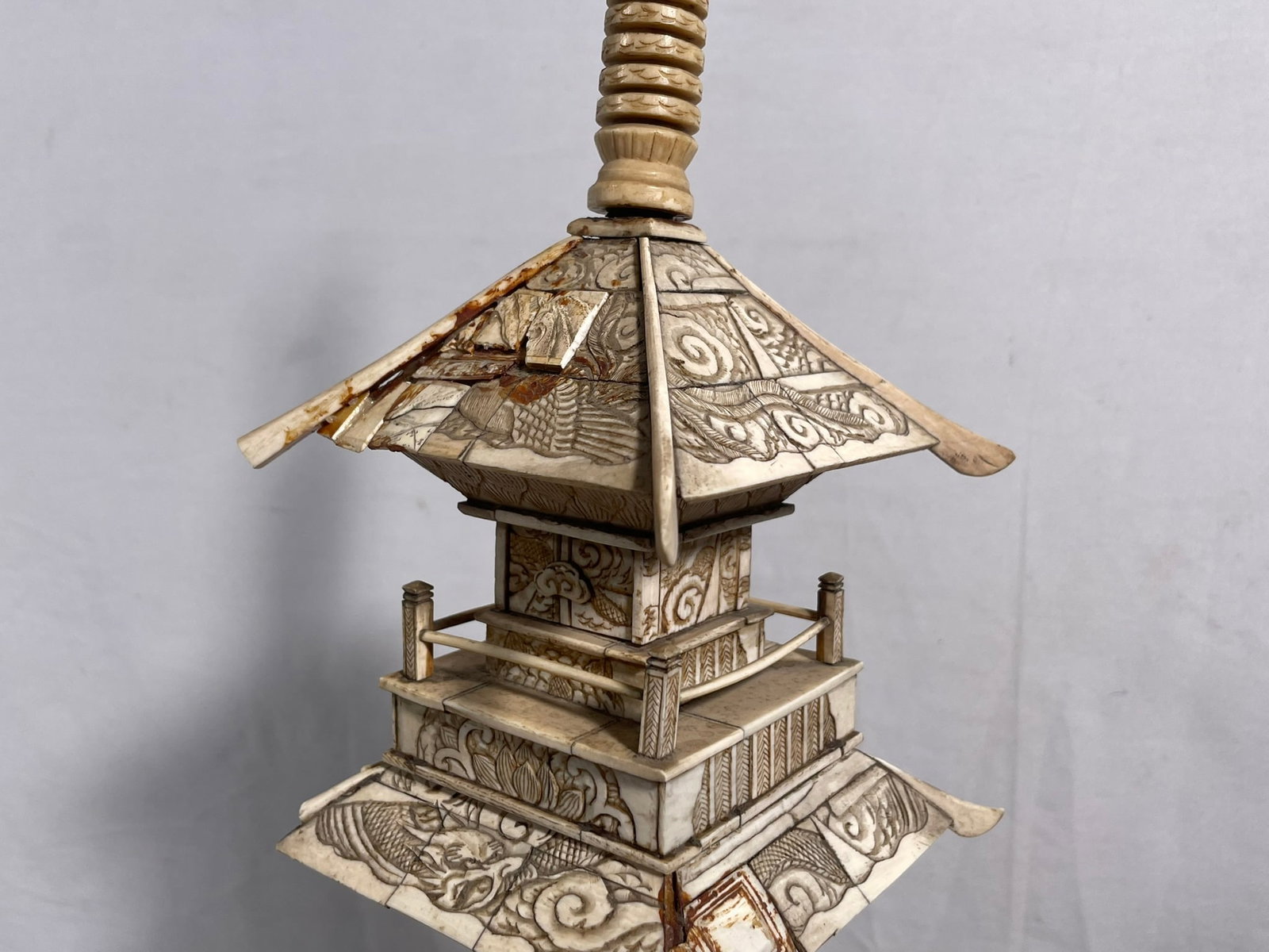 A Japanese Carved Bone Pagoda, Early 20th Century - 19