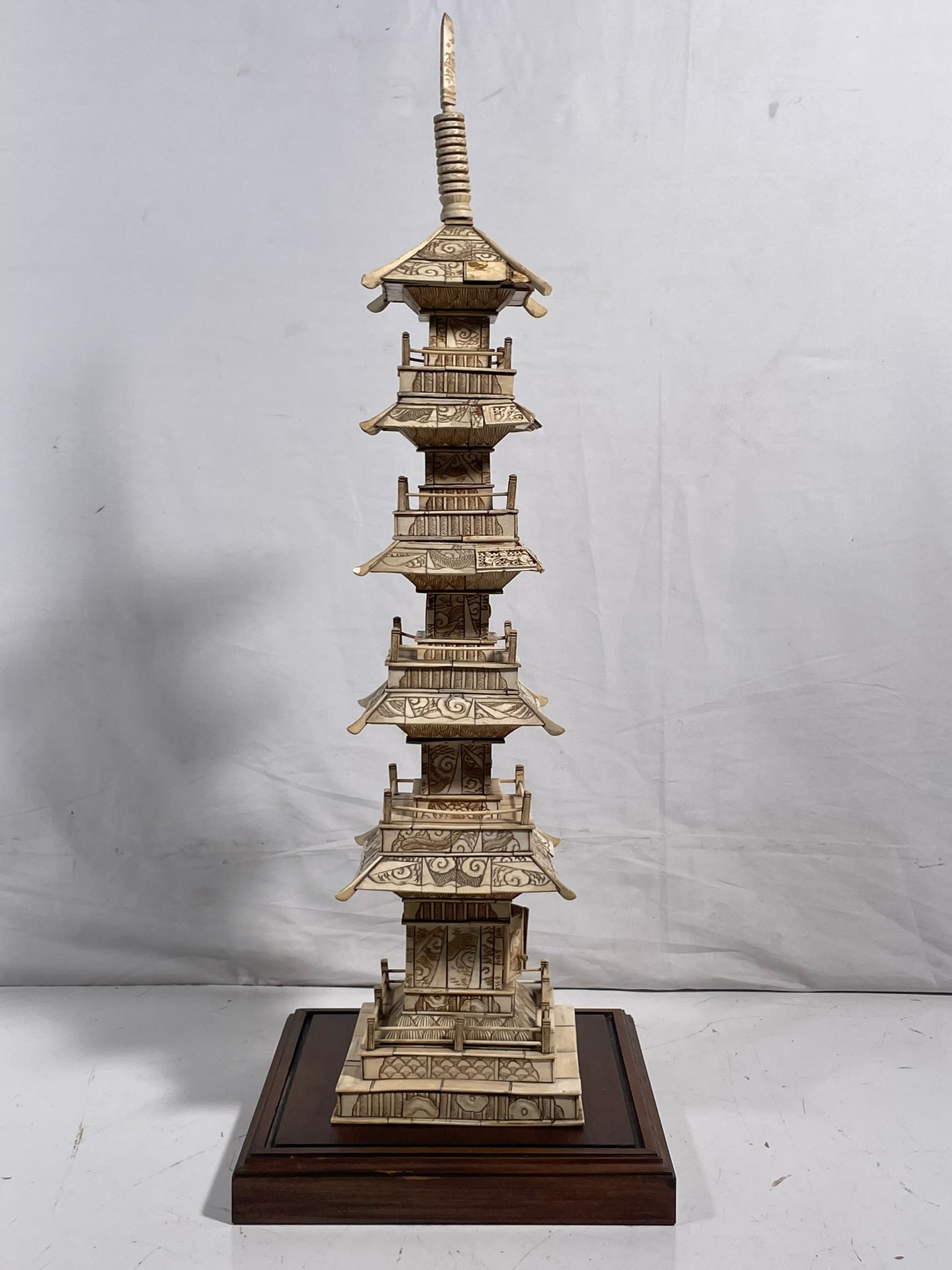 A Japanese Carved Bone Pagoda, Early 20th Century - 2