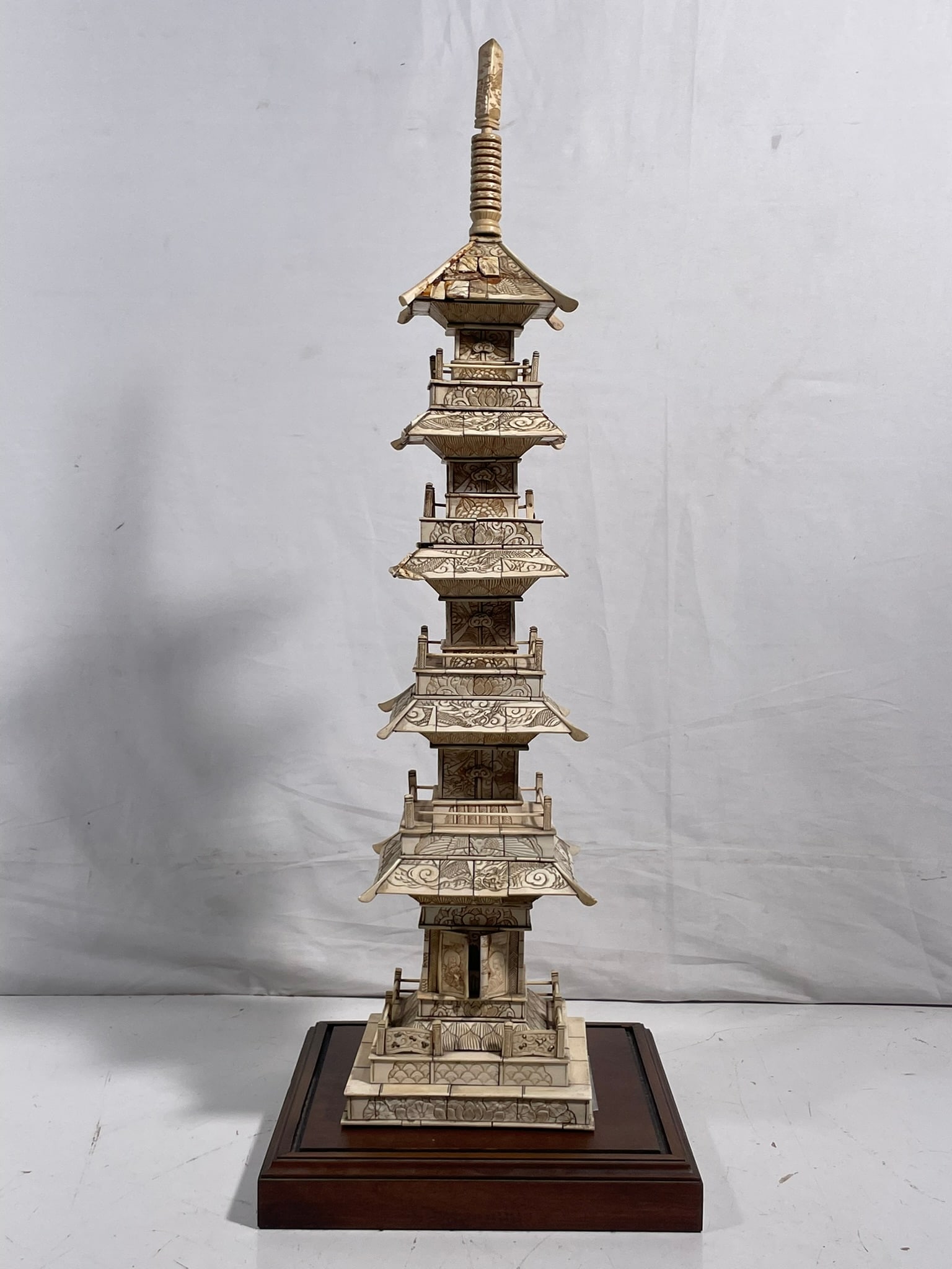 A Japanese Carved Bone Pagoda, Early 20th Century - 3