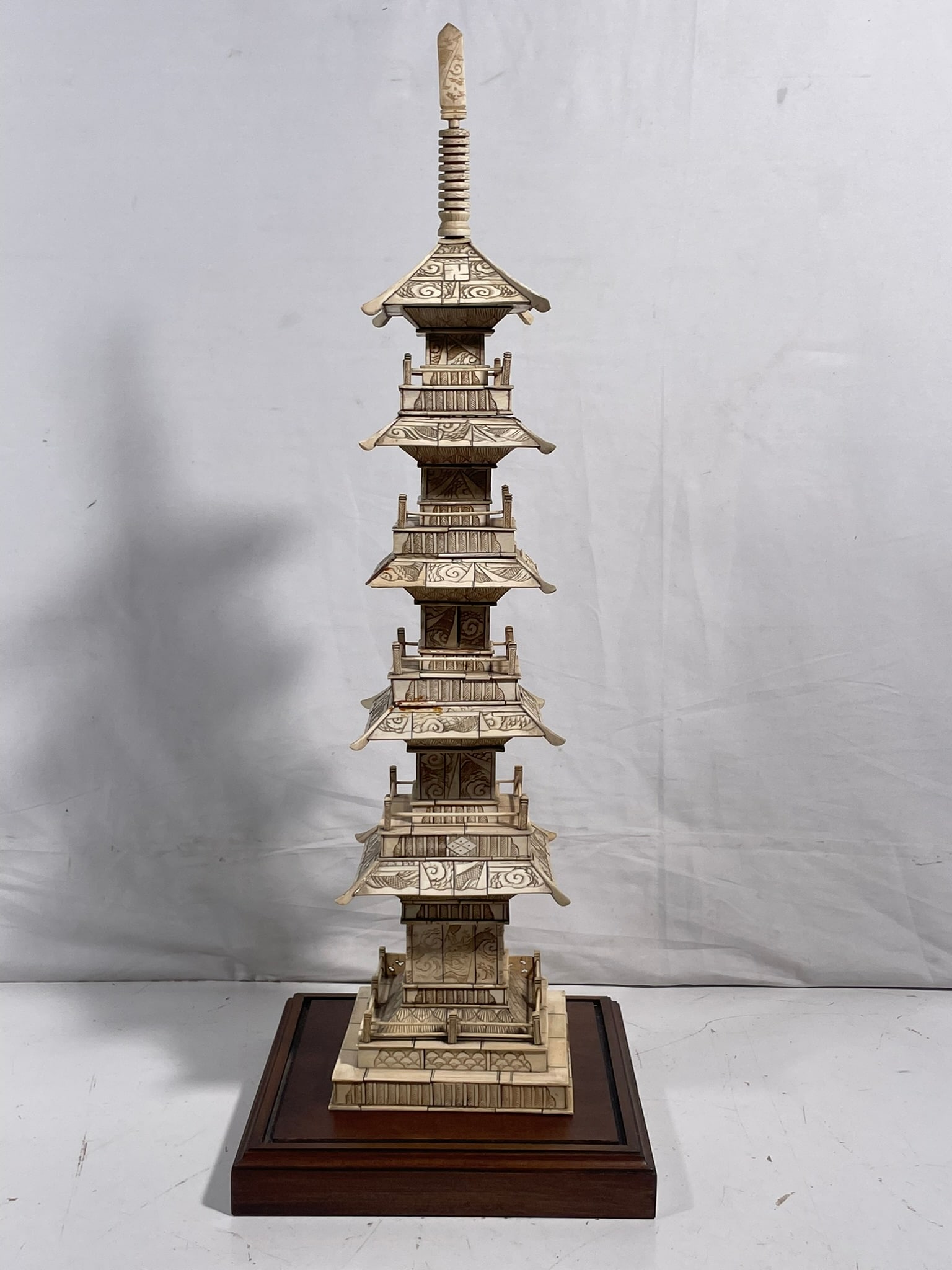 A Japanese Carved Bone Pagoda, Early 20th Century - 4