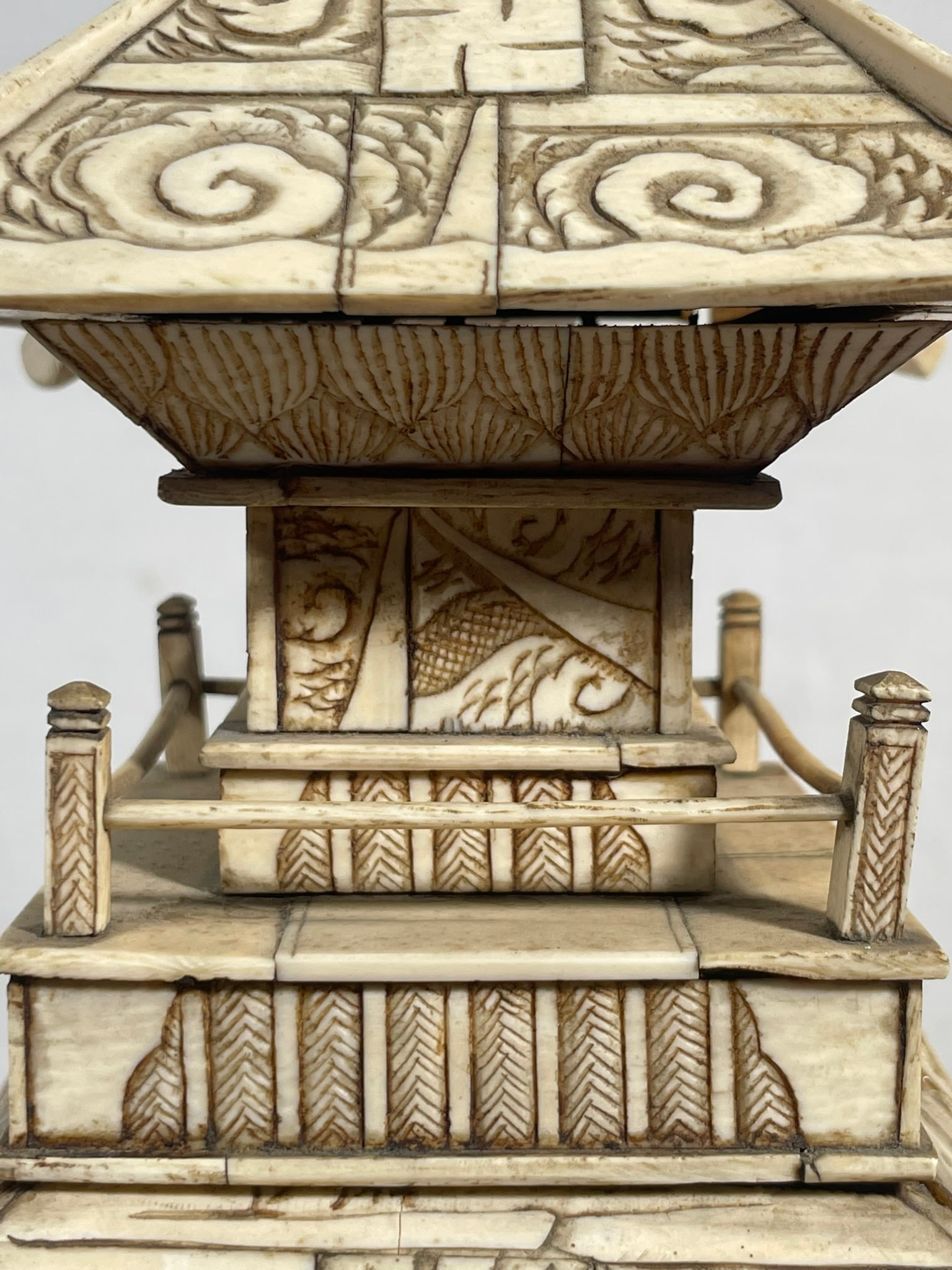 A Japanese Carved Bone Pagoda, Early 20th Century - 7