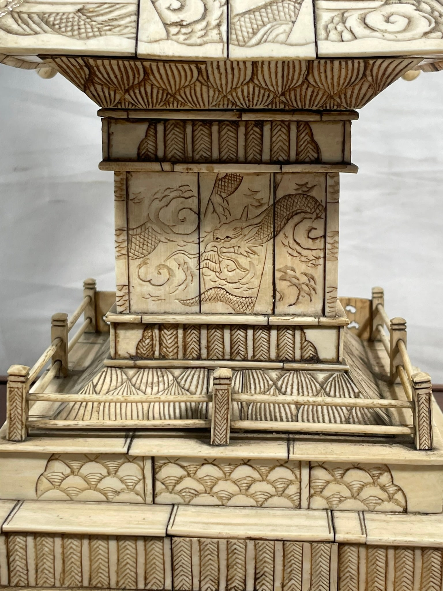 A Japanese Carved Bone Pagoda, Early 20th Century - 8