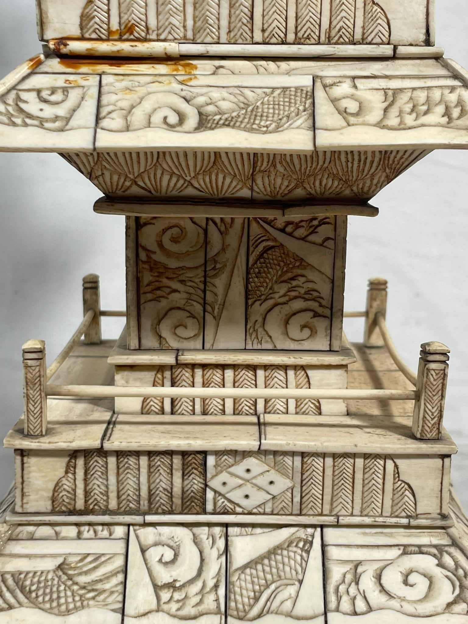 A Japanese Carved Bone Pagoda, Early 20th Century - 9