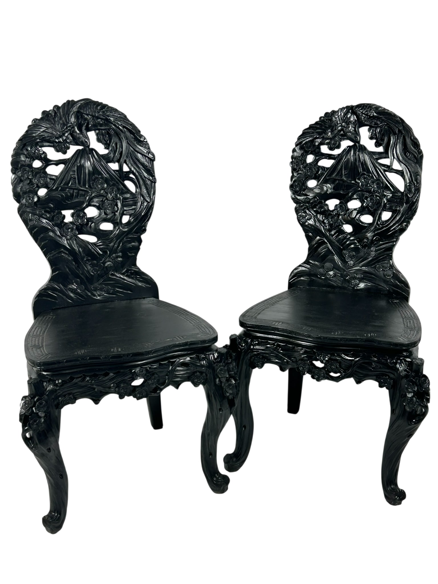 A Pair of Japanese Chairs: 37.3/4 in. high, 19.1/2 in. wide, 18.1/2 in. deep each.
