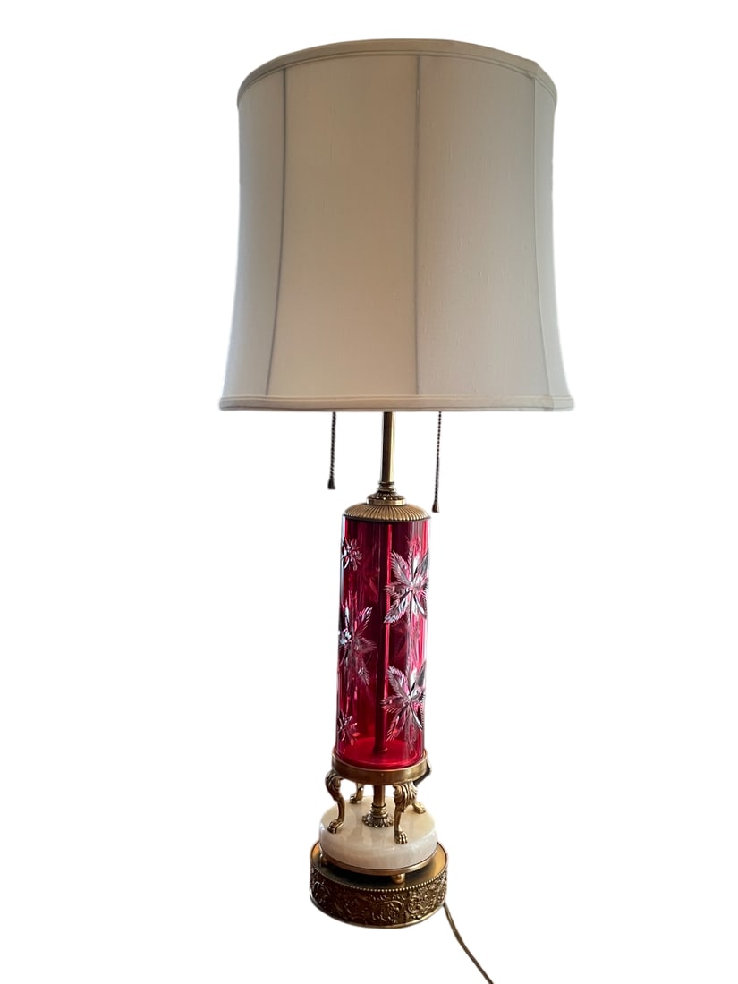 A Ruby Glass Column Lamp (1 of 6)