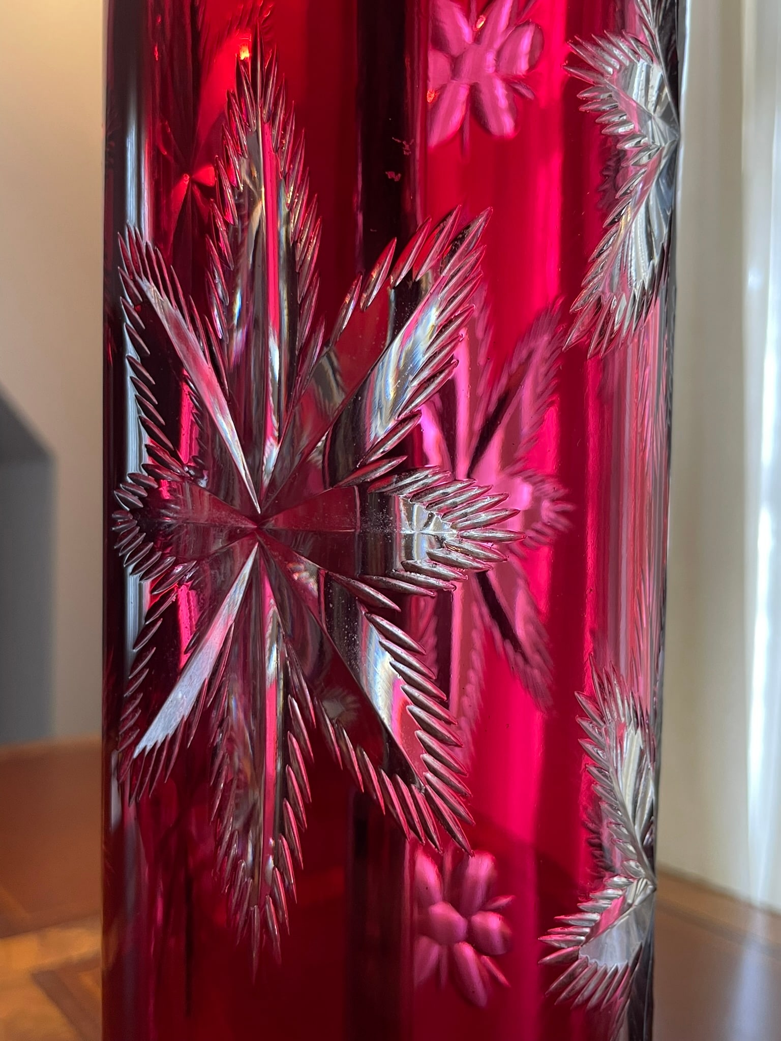 A Ruby Glass Column Lamp - 5