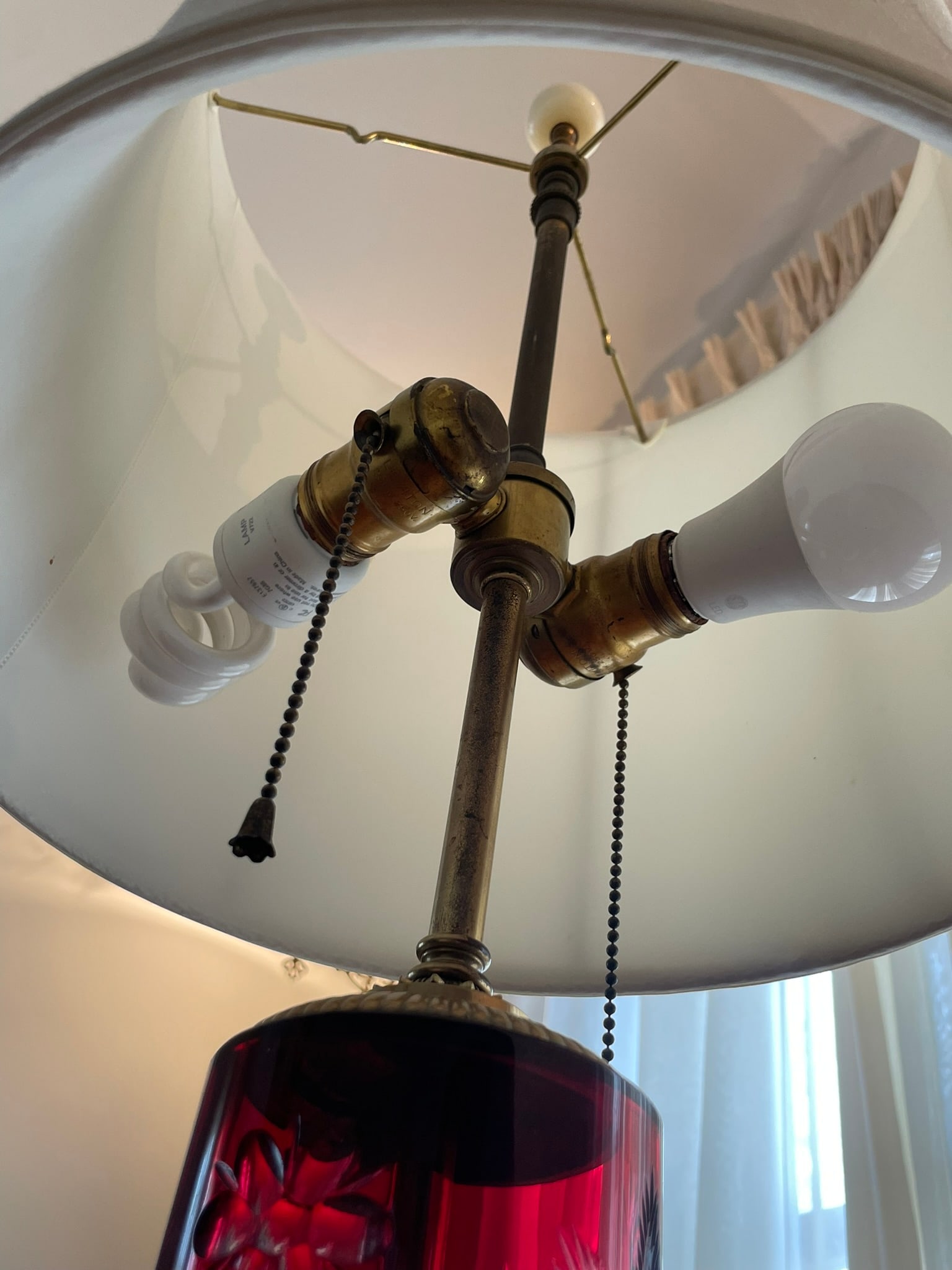 A Ruby Glass Column Lamp - 6
