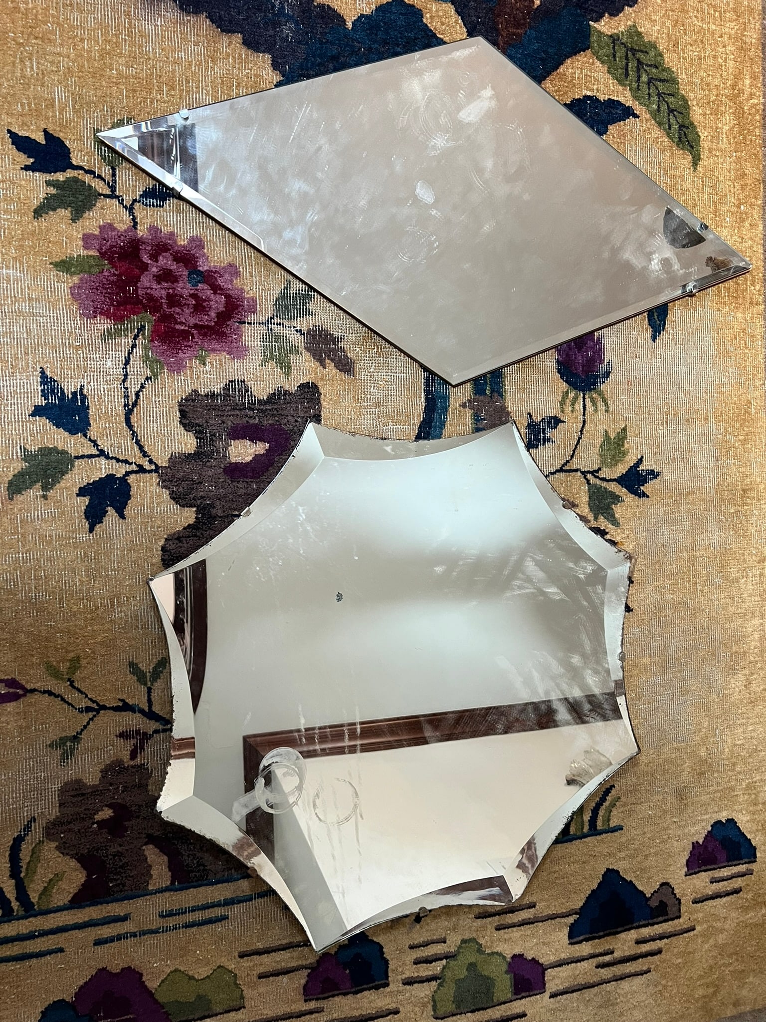 Two Frameless Geometric Wall Mirrors - 11