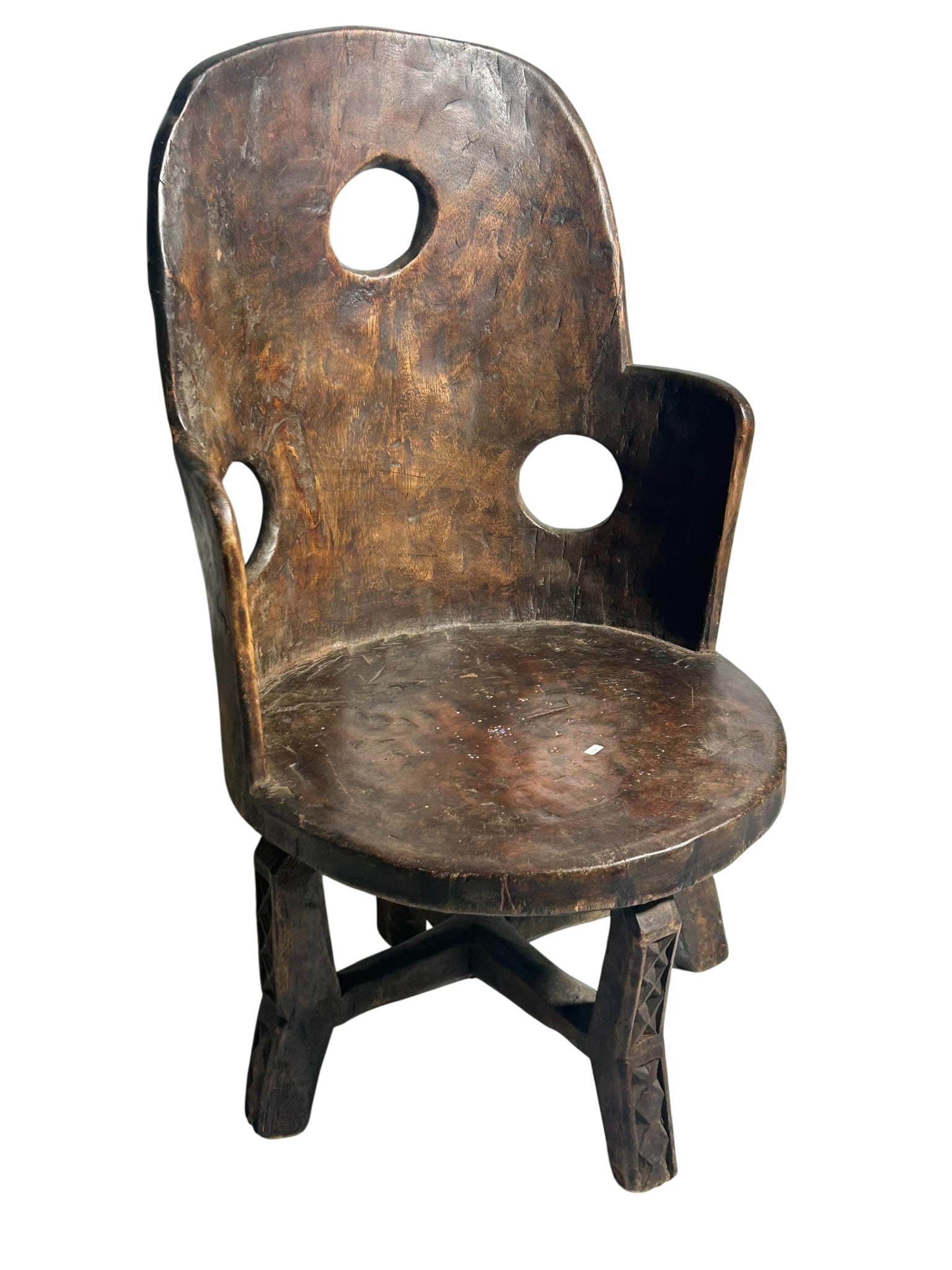A Vintage Big Chair Makonde, Tanzania, East Africa: 37.1/2 in. high, 21.1/2 in. wide, 20 in. deep.