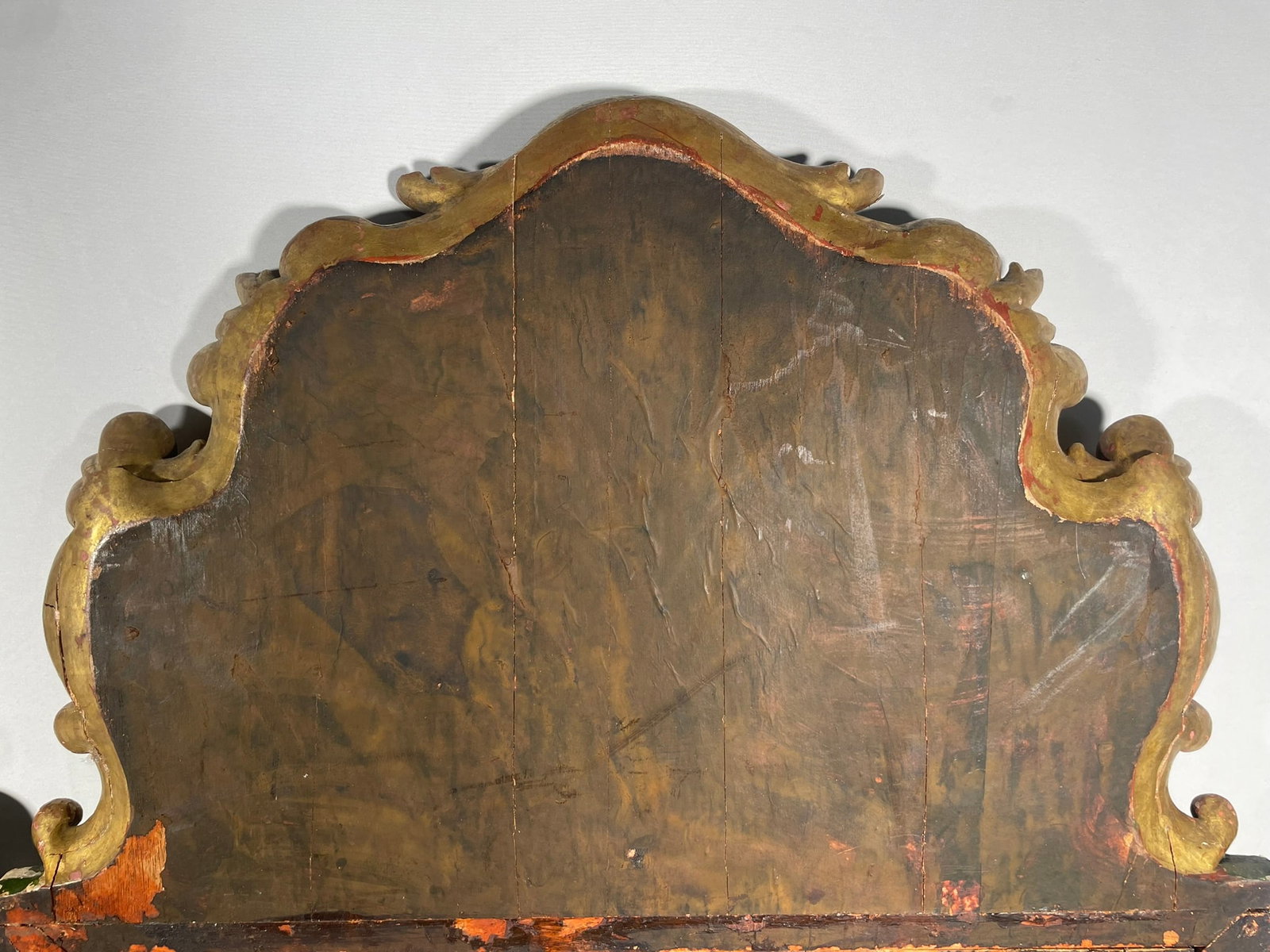 A Pair Of Rococo-Style Partially Gilt Green And Enamel-Painted Stained Mahogany Mirrors - 14