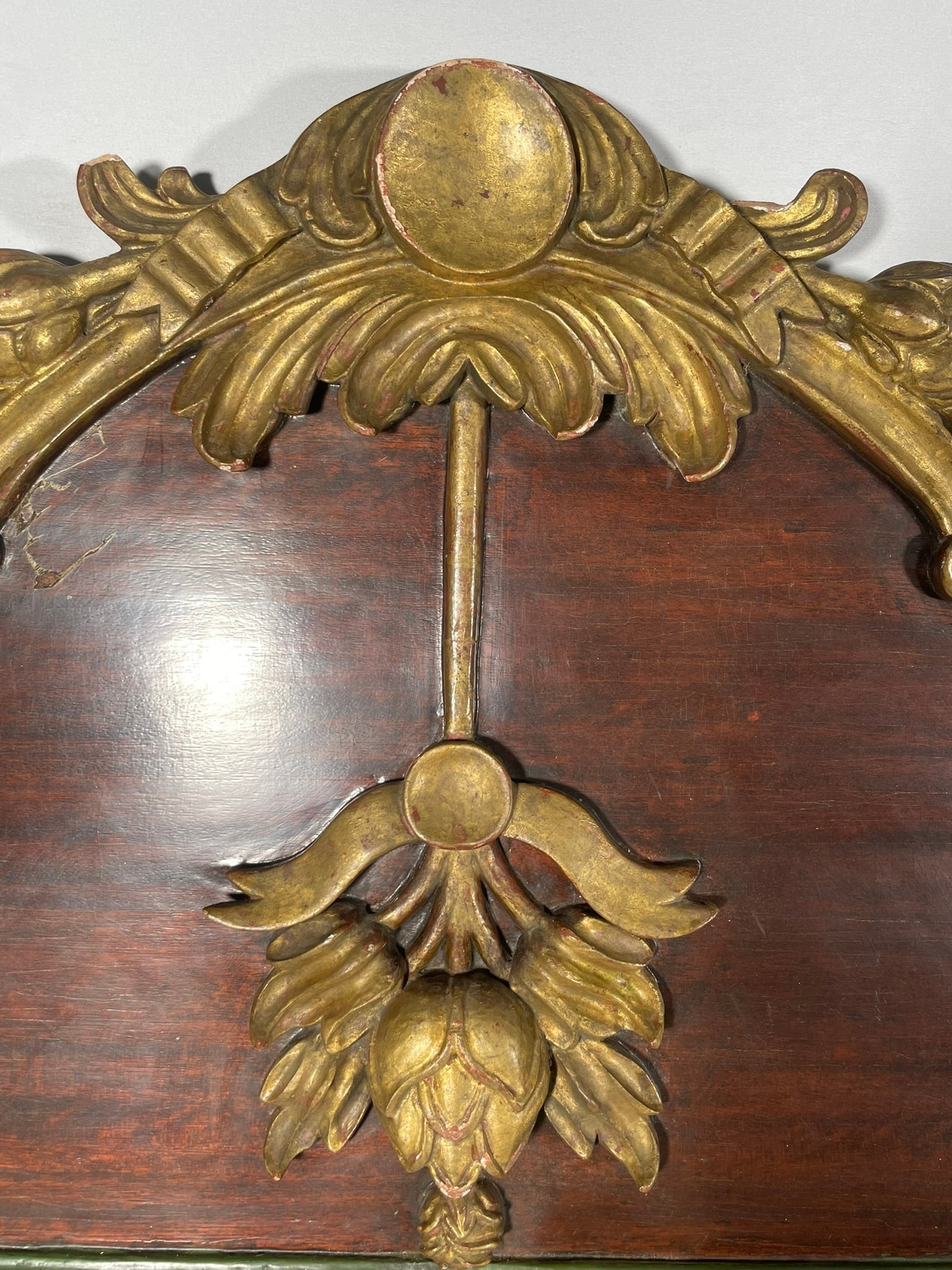 A Pair Of Rococo-Style Partially Gilt Green And Enamel-Painted Stained Mahogany Mirrors - 2
