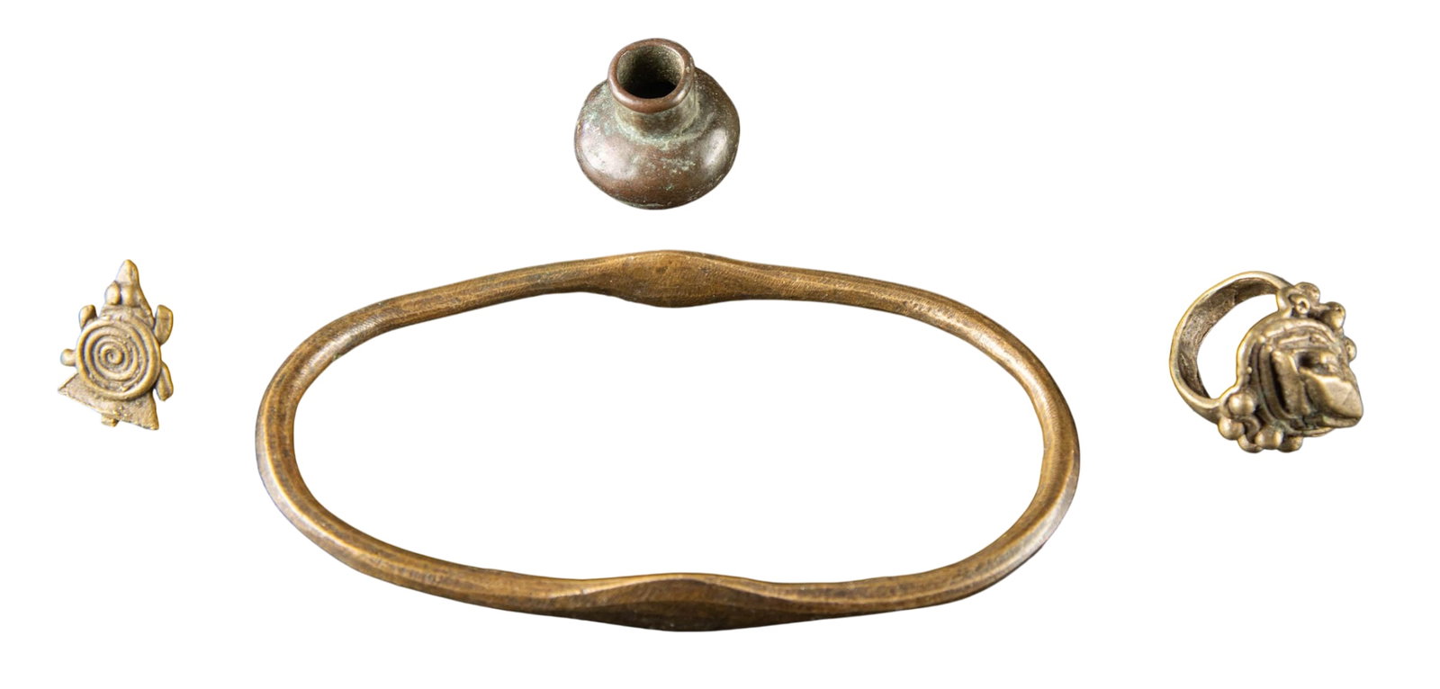 A Group of Four Vintage Ghanaian Ashanti Brass Ornaments, 19th/Early 20th Century (1 of 1)