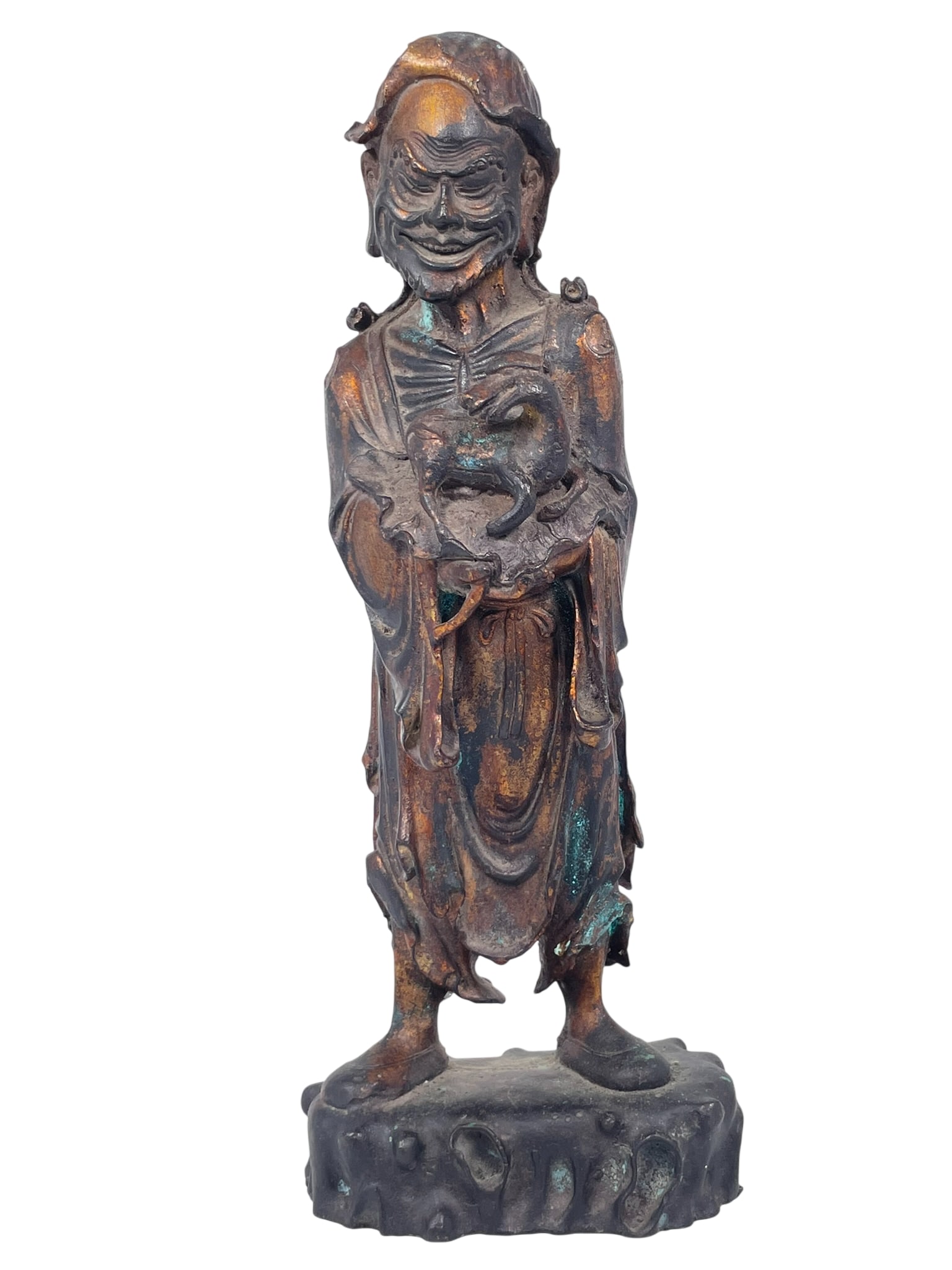 A Bronze Figure of Damo: 13.1/2 in. high, 5.1/2 in. wide.