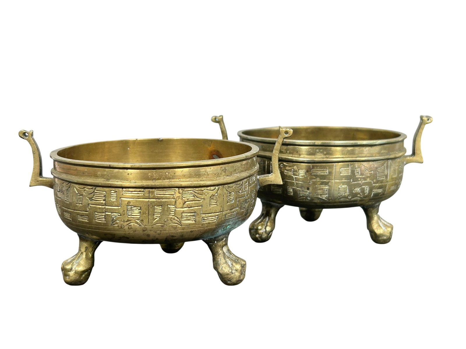 A Pair of Chinese Brass Tripod Censers (1 of 7)