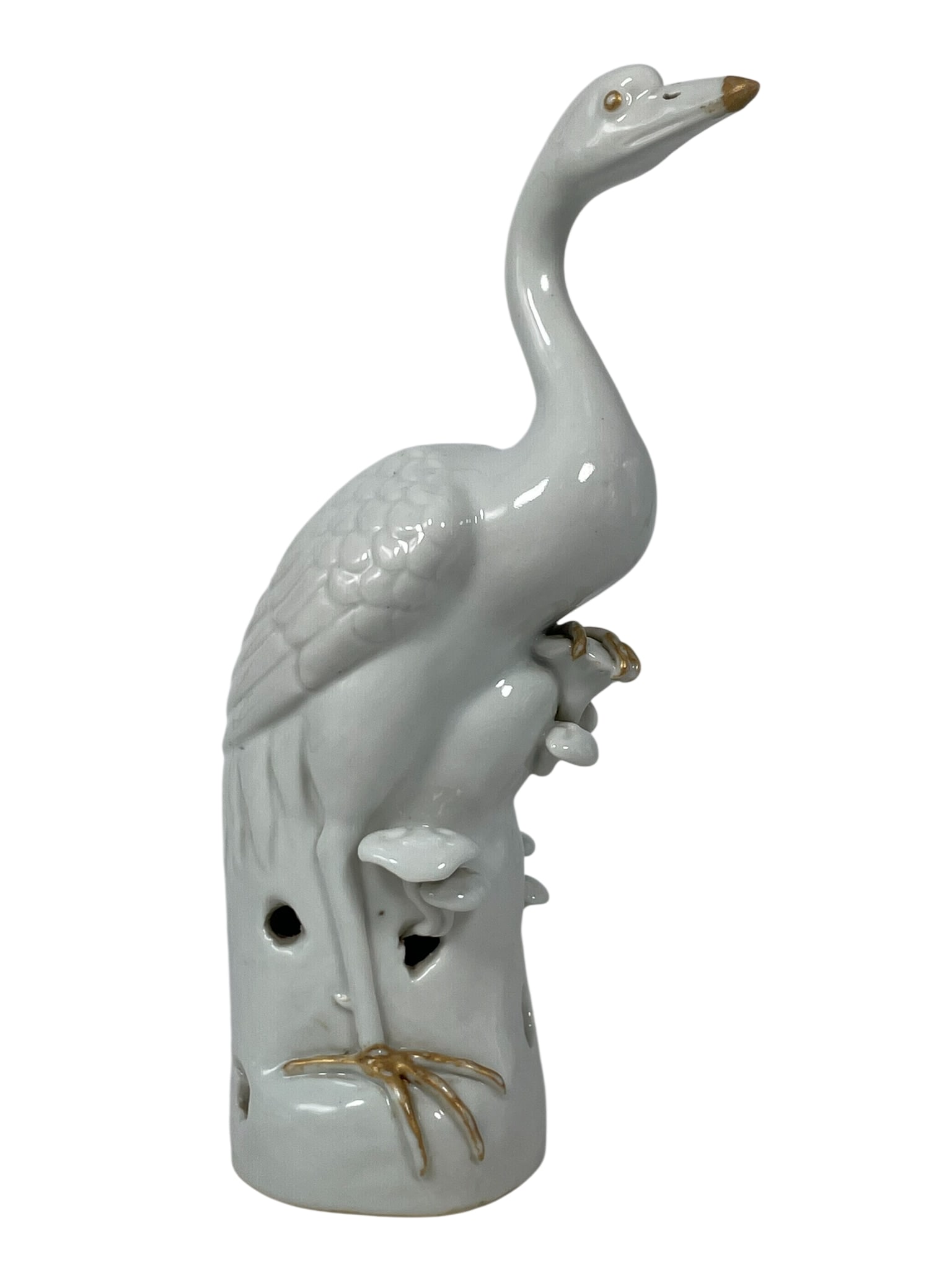 A Chinese White Porcelain Figure of a Crane: 10.1/2 in. high, 5.1/2 in. wide.