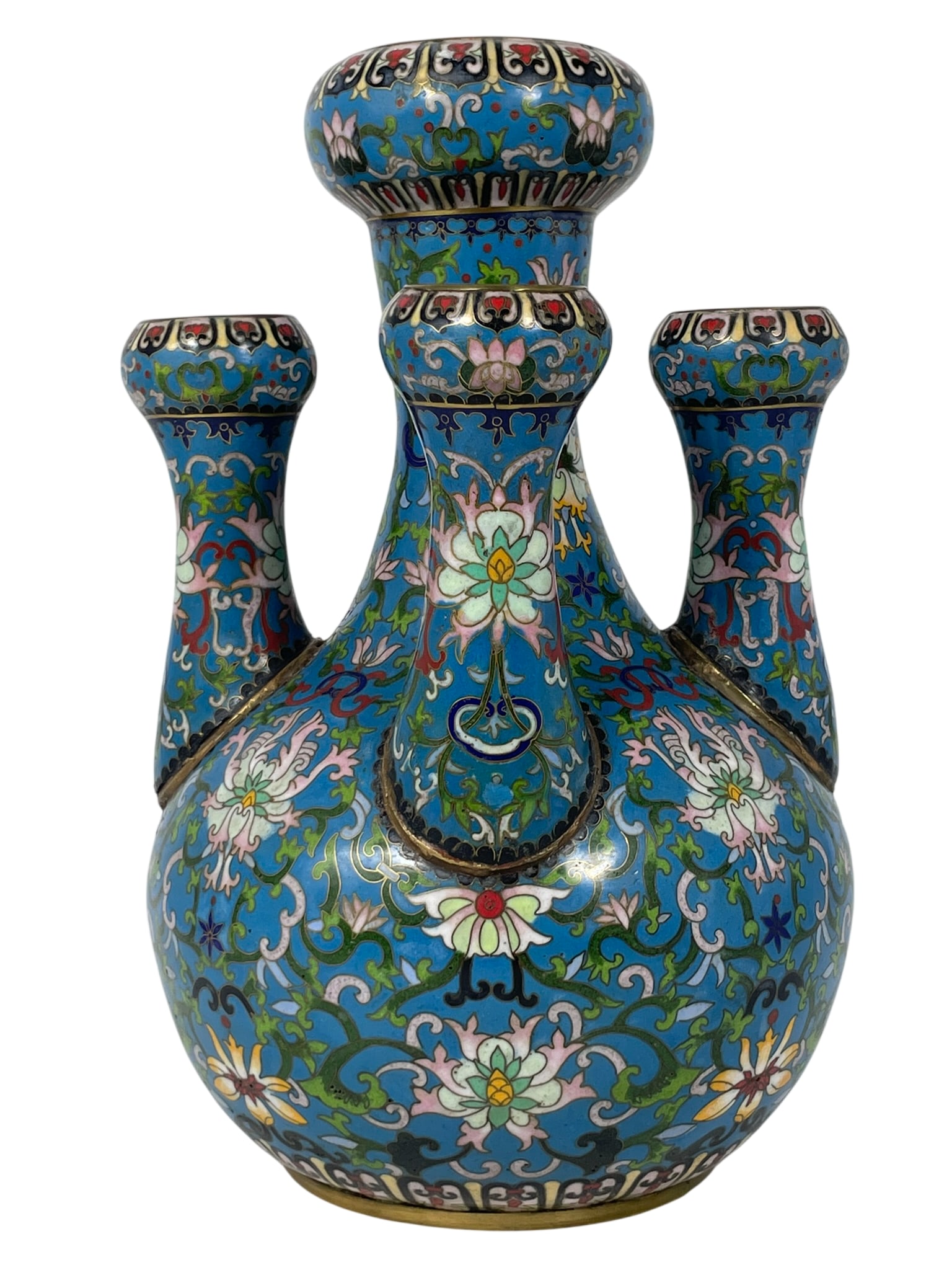 A Chinese Cloisonne Enamel Five-Spouted 'Garlic-Head' Vase (1 of 16)