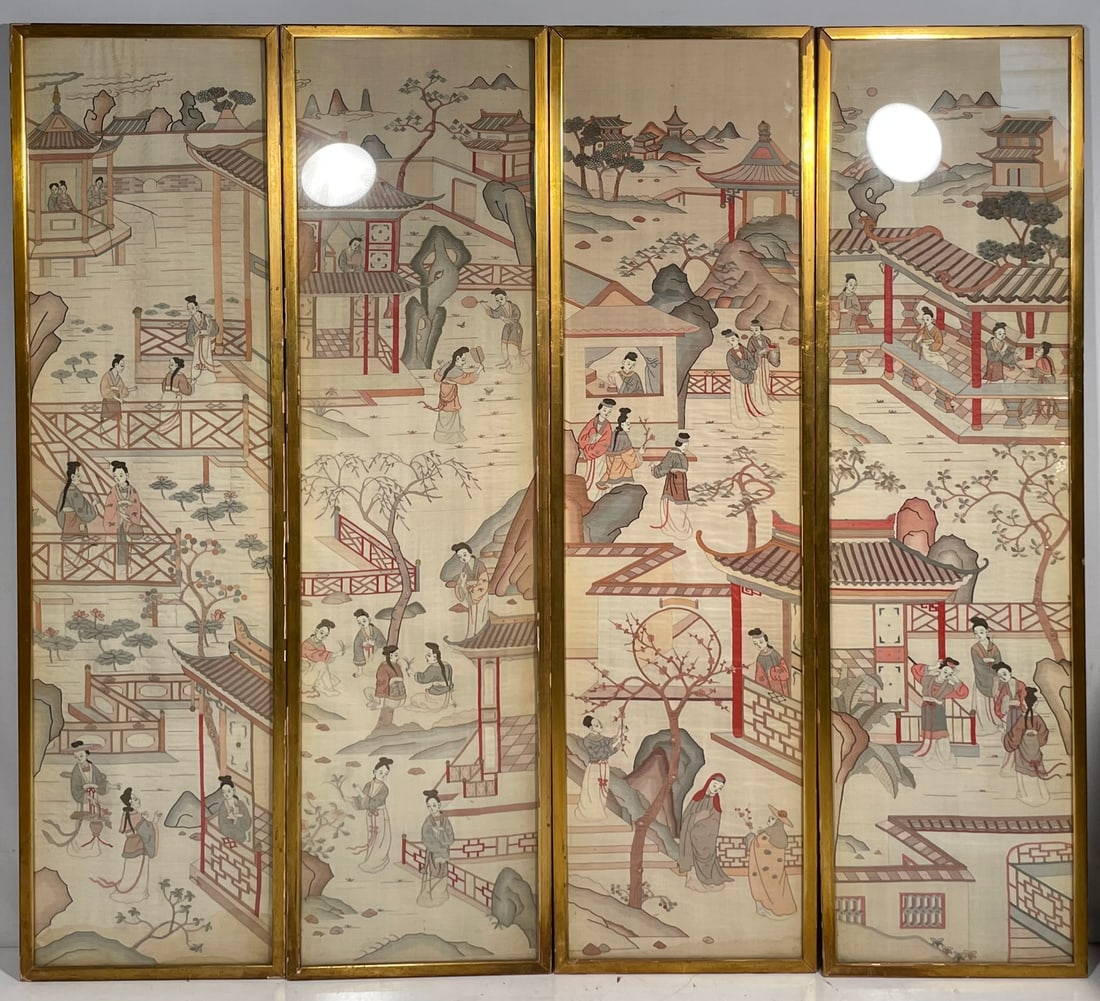 A Set of Four Chinese Kesi 'Figural' Rectangular Panels (1 of 20)