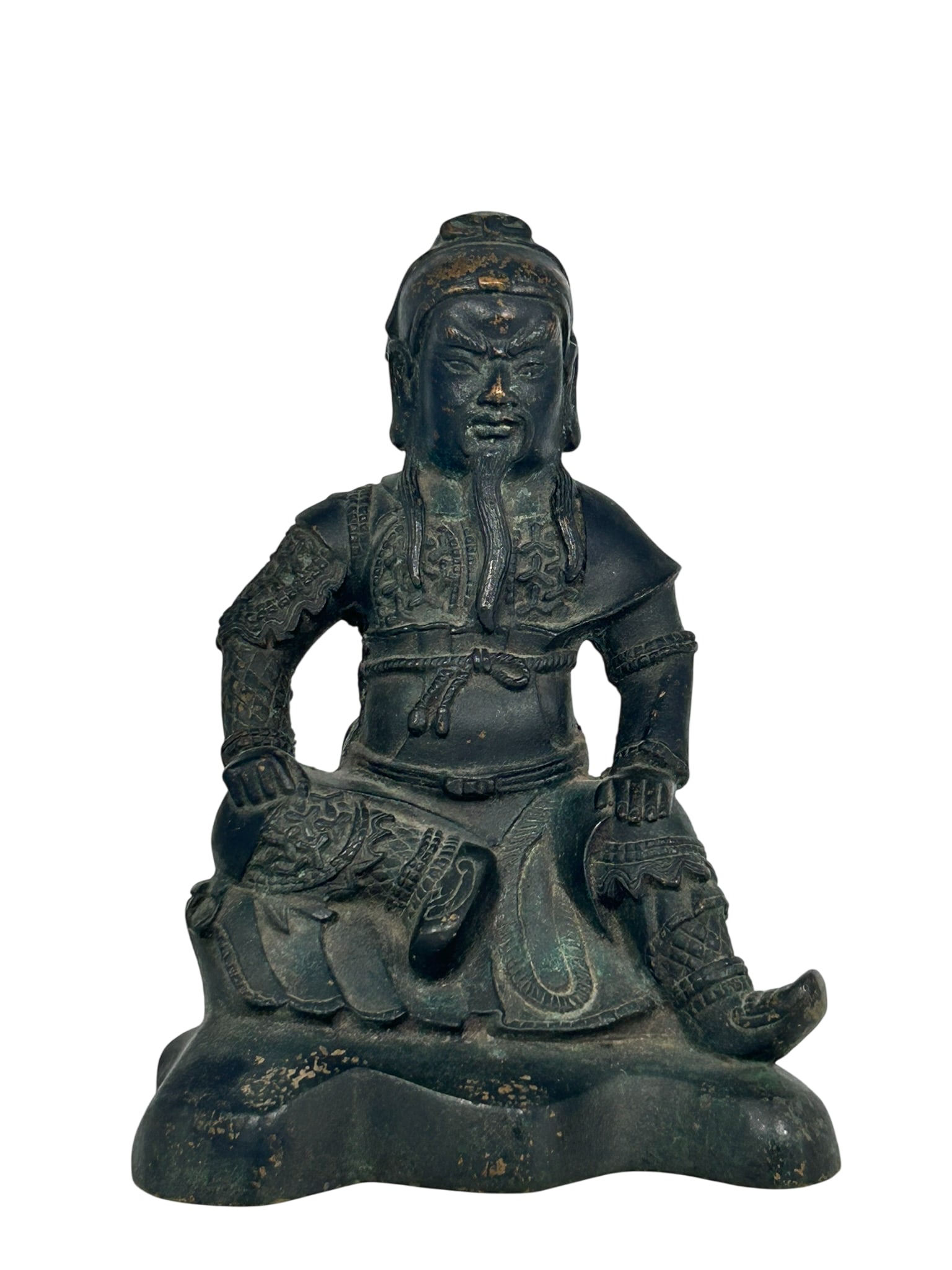 A Chinese Gilt-Bronze Figure of Guan Gong: 8 in. high, 5.1/2 in. wide.