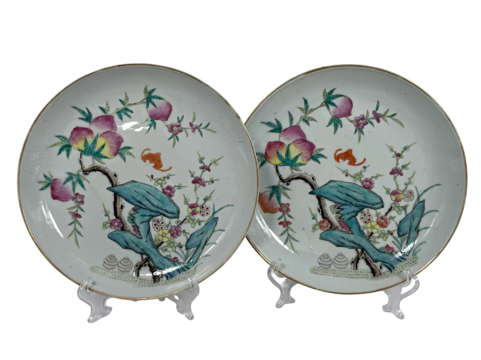 A Pair of Chinese Famille Rose 'Peaches' Porcelain Dishes (1 of 17)