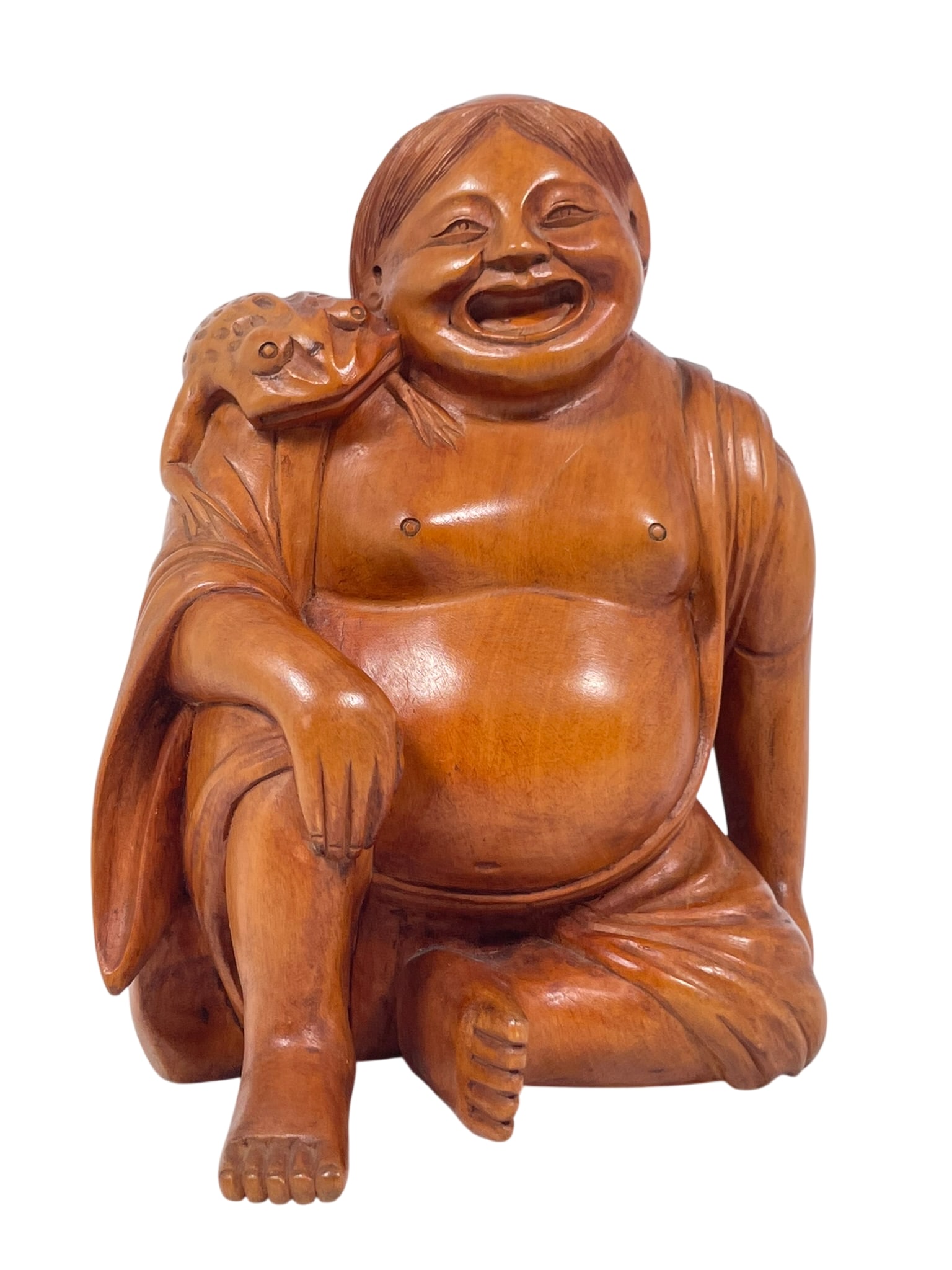 A Chinese Carved Boxwood Figure of Liuhai with Toad: 4.3/4 in. high, 3.1/2 in. wide.