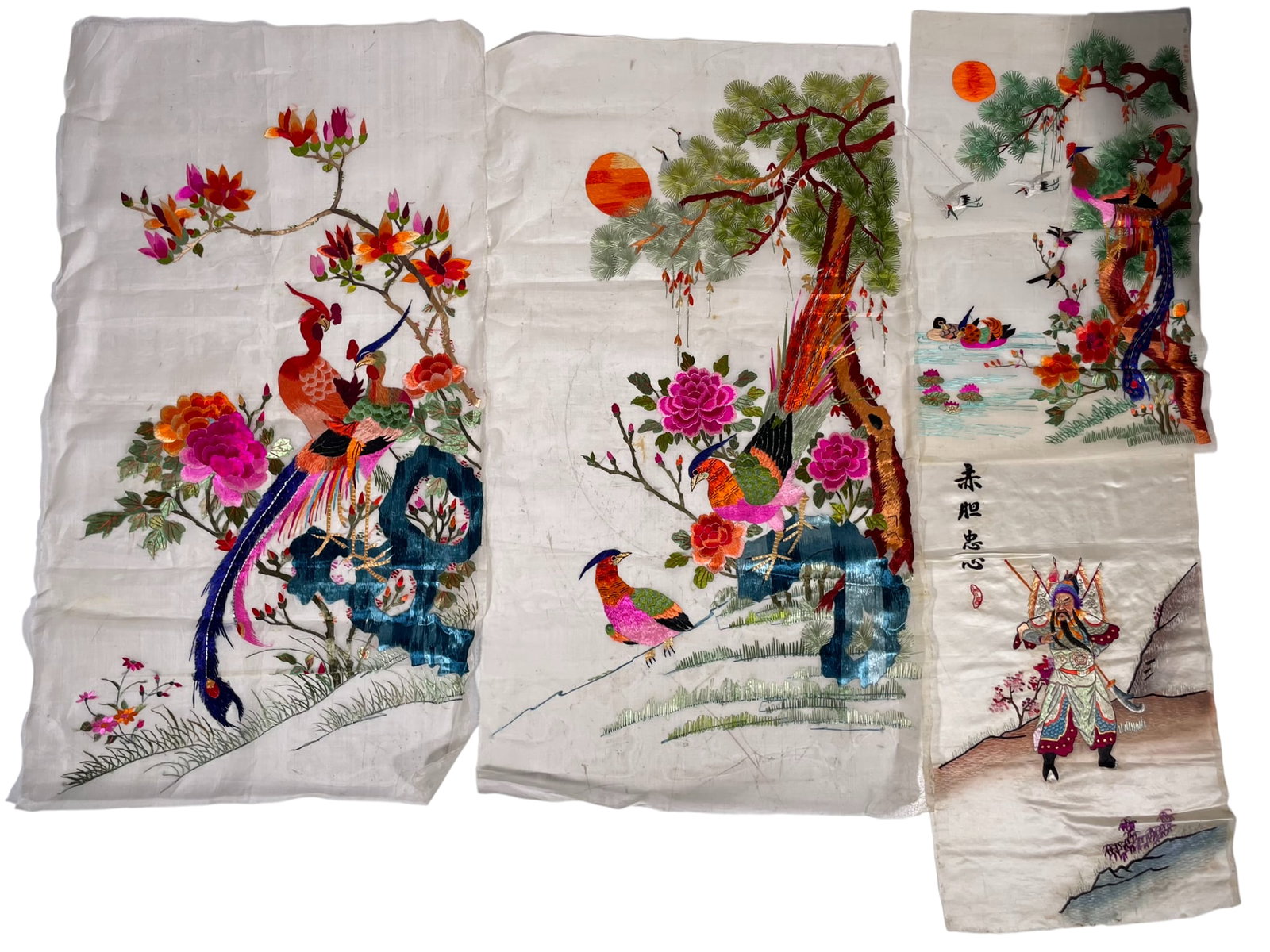 A Group of Four Embroidered Silk Panels (1 of 17)