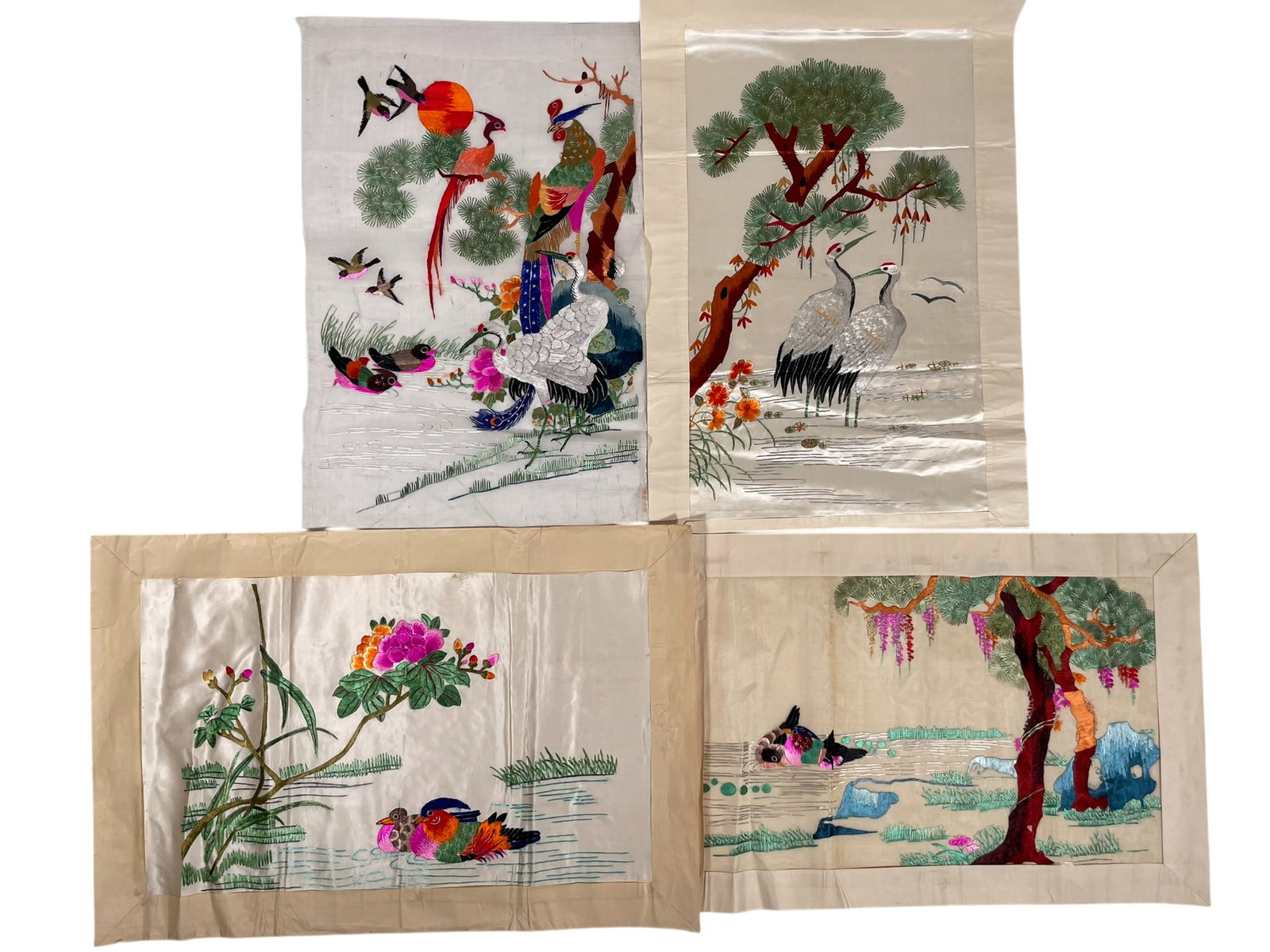 A Group of Four Embroidered Silk Panels (1 of 18)