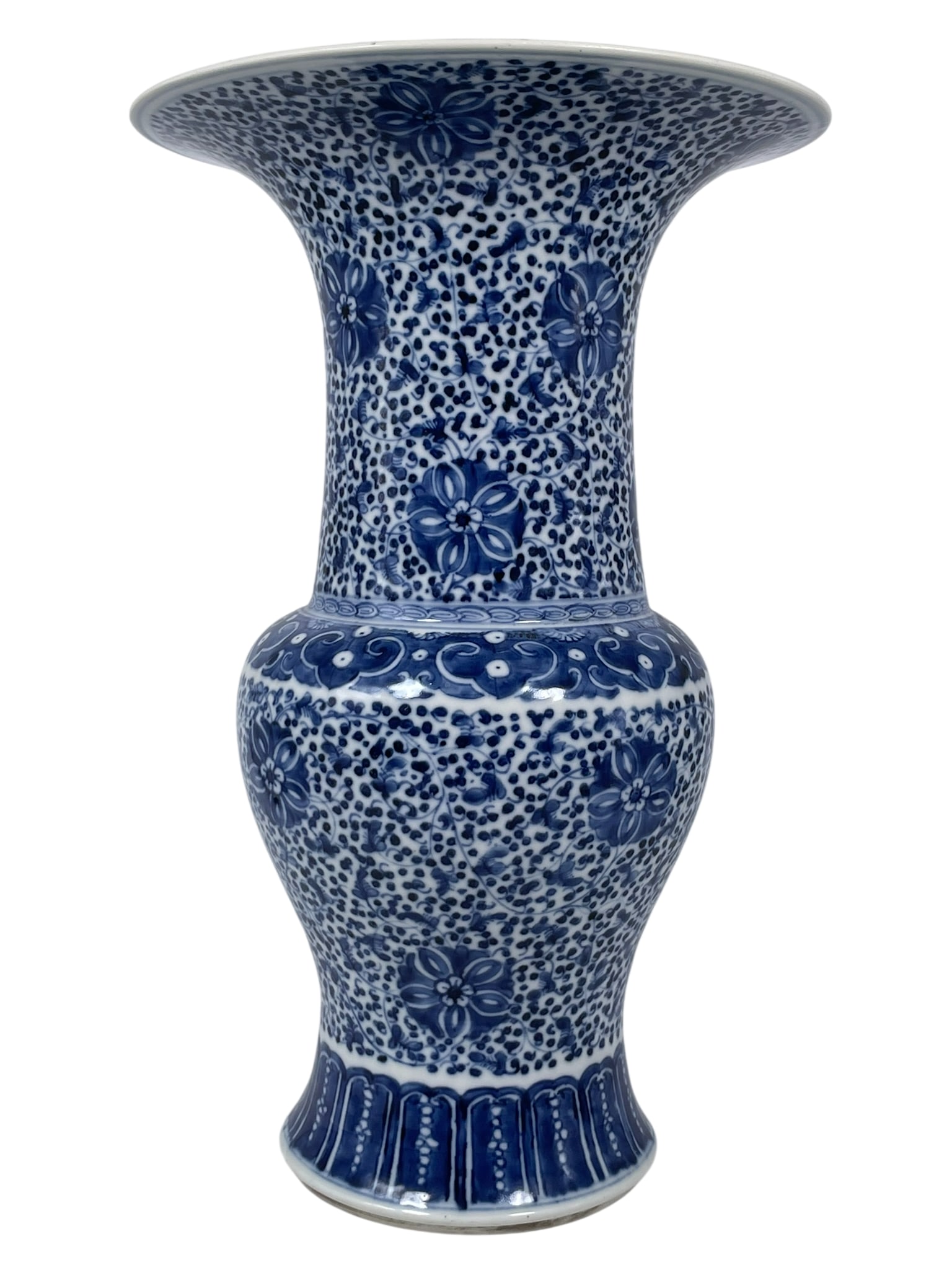 A Chinese Blue and White Porcelain Phoenix-Tail Vase, Qianlong Period, Qing Dynasty: With a certificate of antiquity issued by Yue Po Chai Antique Company, Hong Kong in 1987. 15 in. high, 9.3/4 in. wide.