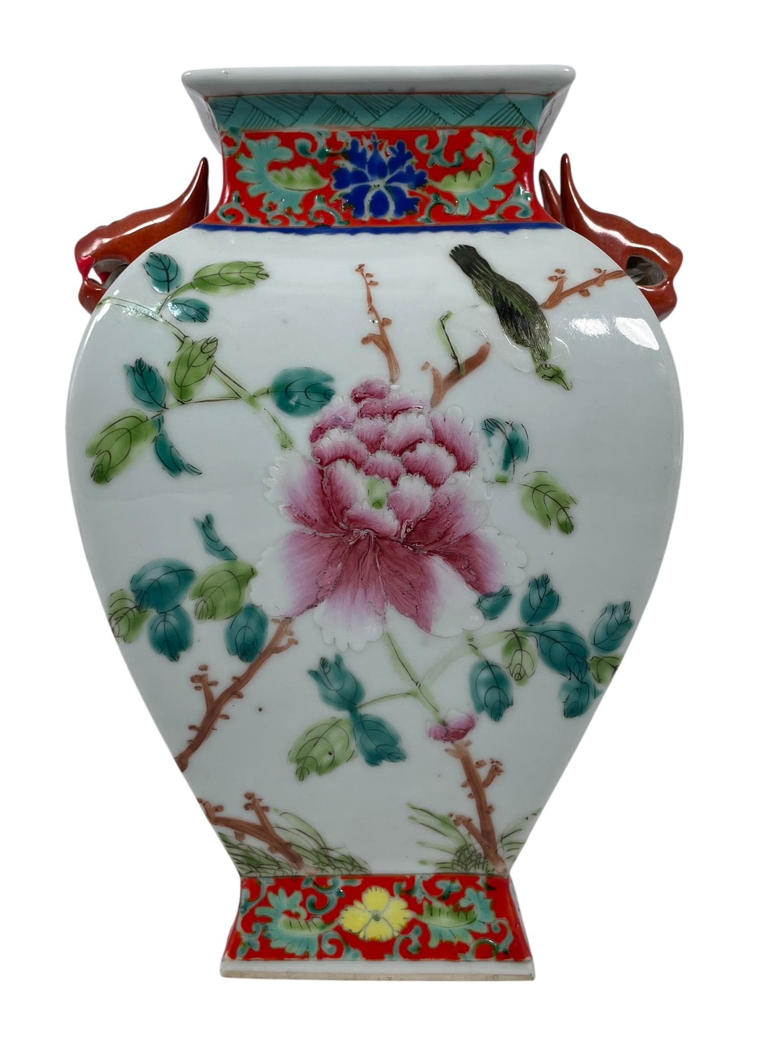 A Chinese Famille Rose 'Bird and Flower' Porcelain Vase, Zun, Republic Period: 9.7/8 in. high, 7 in. wide.