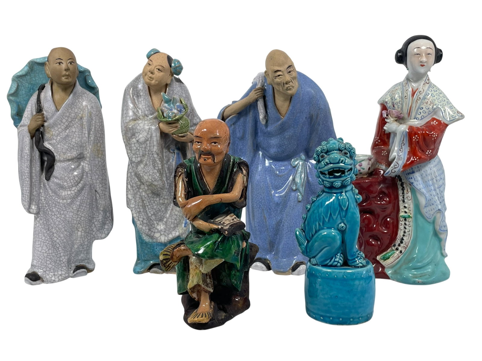 A Group of Six Chinese Porcelain Figures: The tallest measures 9 in. high, 3.1/4 in. wide.