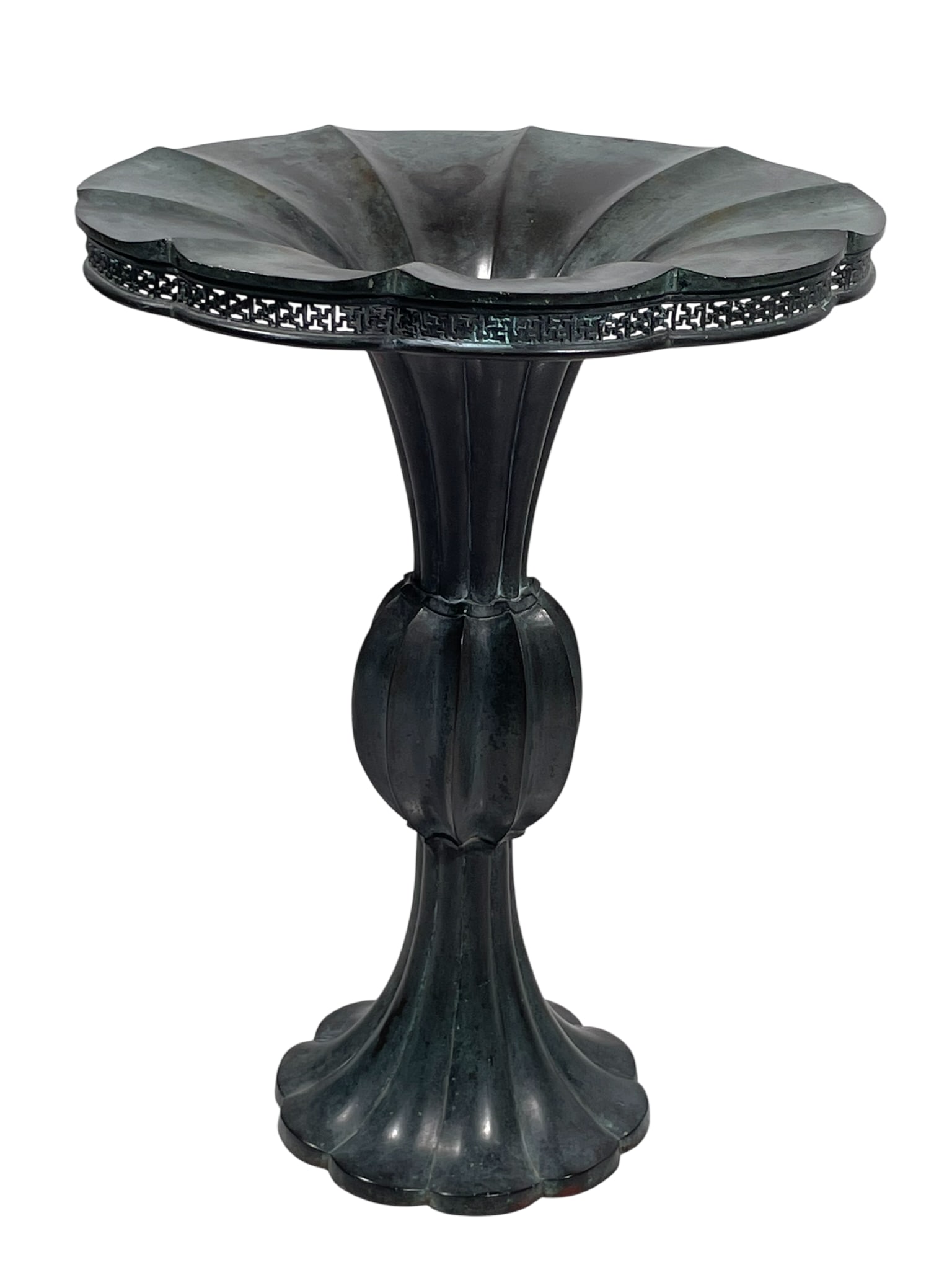 A Japanese Bronze Flower Vase, A Seal Mark Hidemitsu Kansei: A seal mark Hidemitsu Kansei to the bottom. 18.1/2 in. high, 14 in. wide.