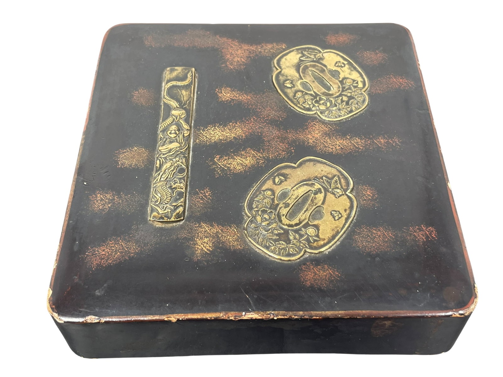 Japanese Lacquer Rectangular Box and Cover: 2.1/4 in. high, 7.1/8 in. wide, 7 in. deep.