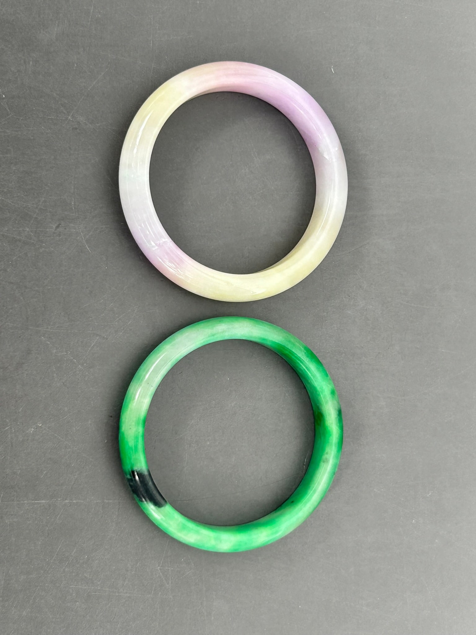 Two Chinese Jadeite/Lavender Bangles (1 of 4)