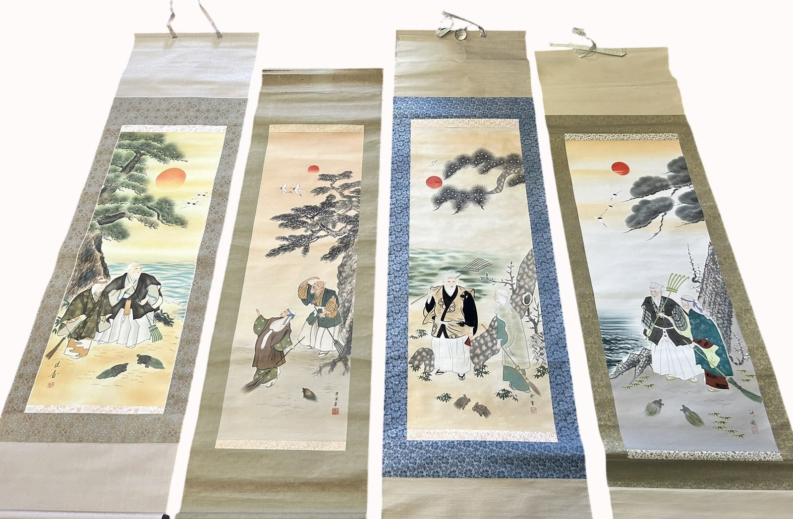 A Group of Four Japanese Paintings of Jo and Uba (1 of 13)
