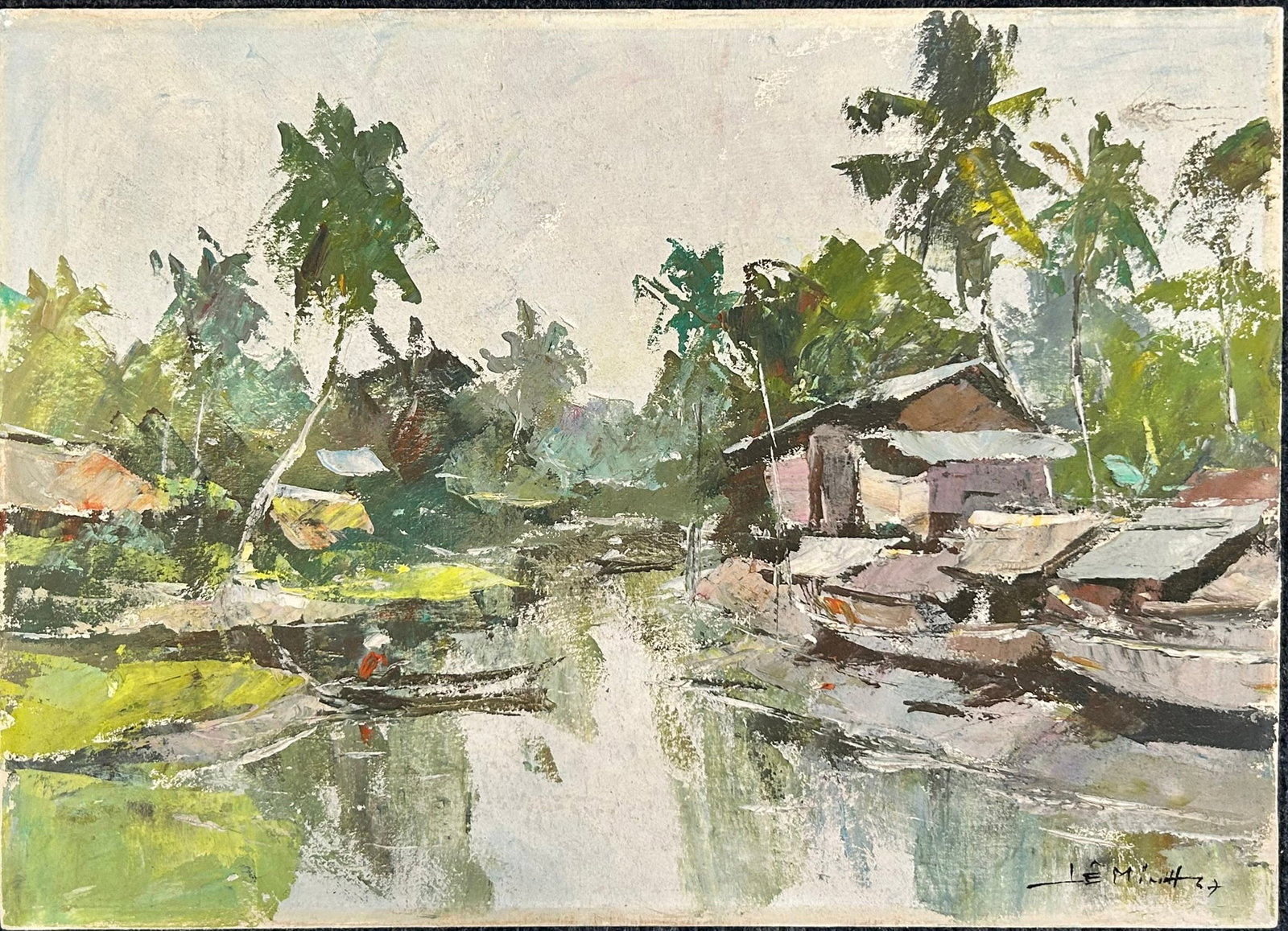 A Vietnamese Painting of Riverscape, Le Minh, 1967 (1 of 7)