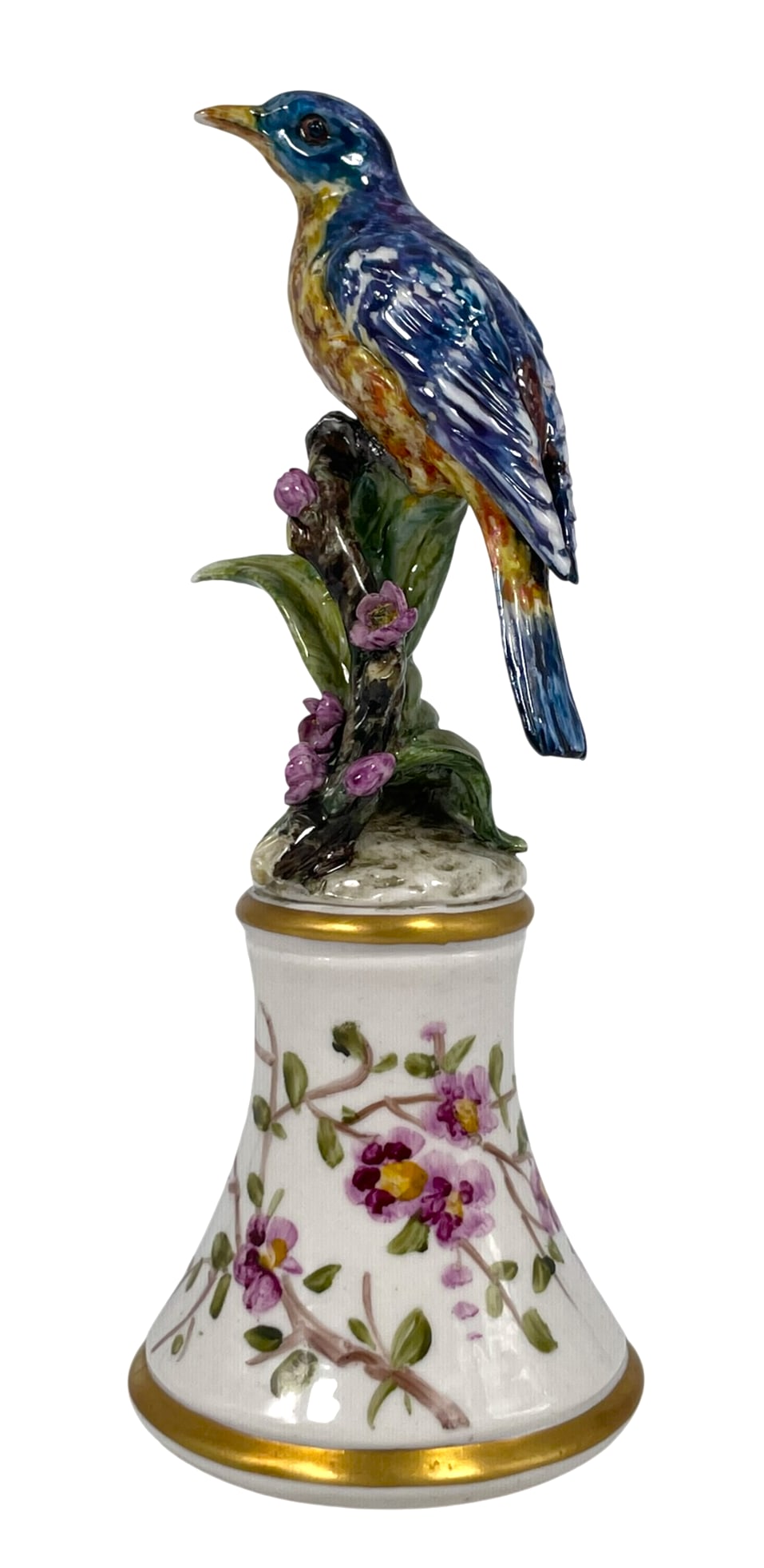 A Vintage Italian Porcelain Figure of a Bird, a Guido Cacciapuoti Sticker: A Guido Cacciapuoti sticker attached to the bottom. 8.1/4 in. high, 3.1/4 in. wide.