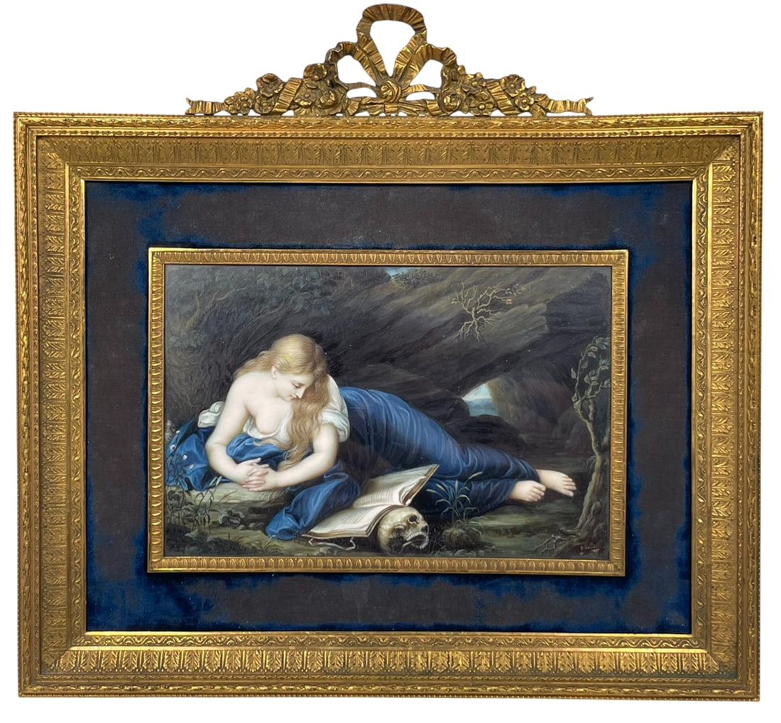 A Painting of 'St. Mary Magdalene', after Pompeo Batoni, Early 20th Century: Framed, after Pompeo Batoni (1708-1787), with an illegible signature. 10.1/2 in. x 11.3/4 in. overall including the frame.