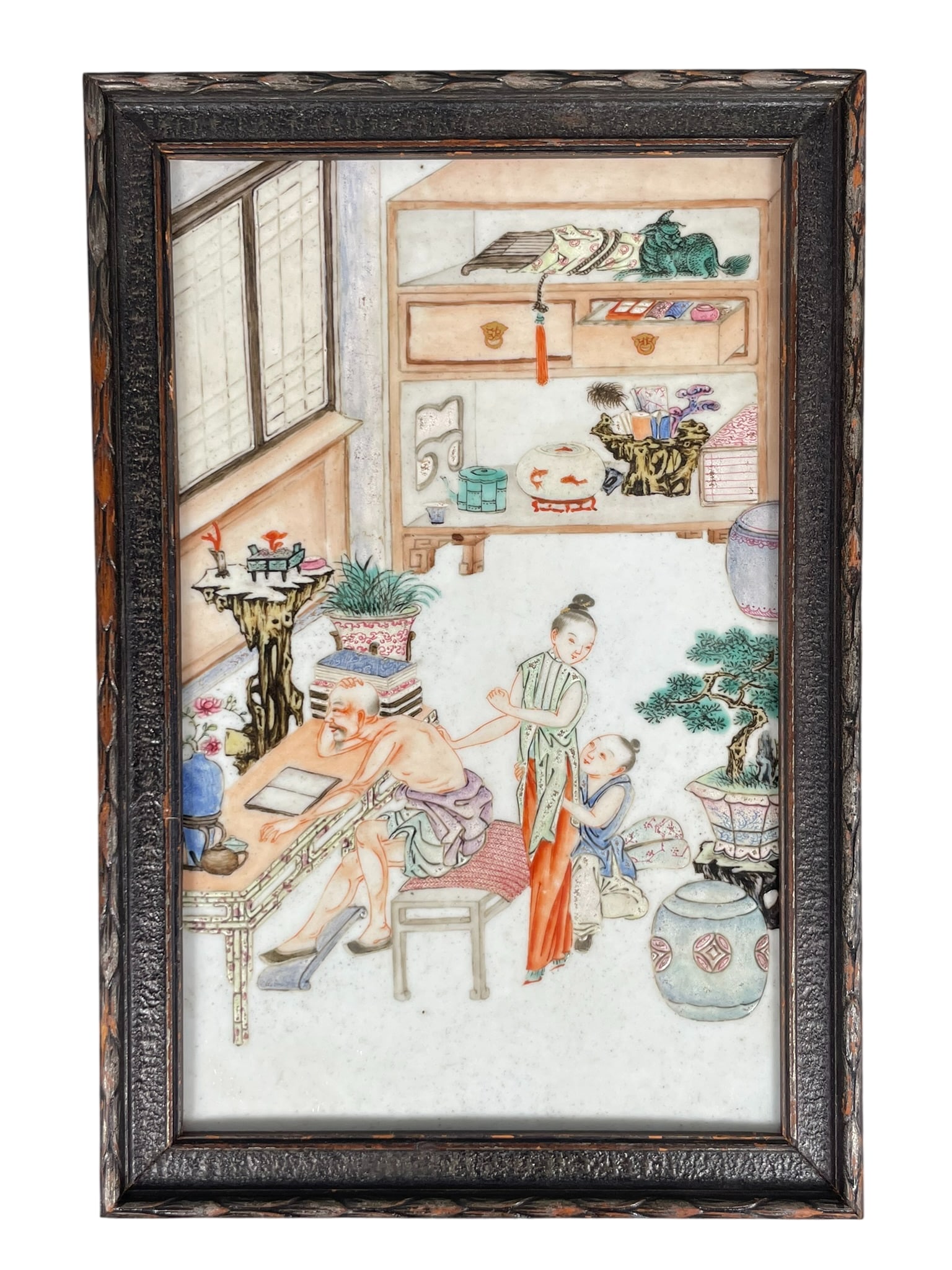 A Chinese Famille Rose 'Erotic' Porcelain Plaque (1 of 10)