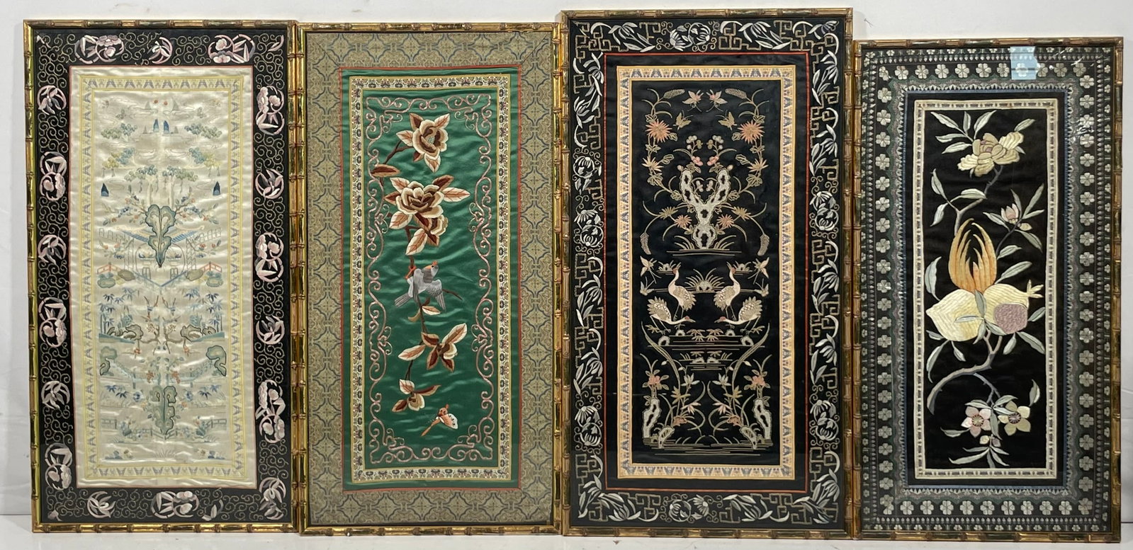 A Group of Four Chinese Embroidered Silk Panels (1 of 20)