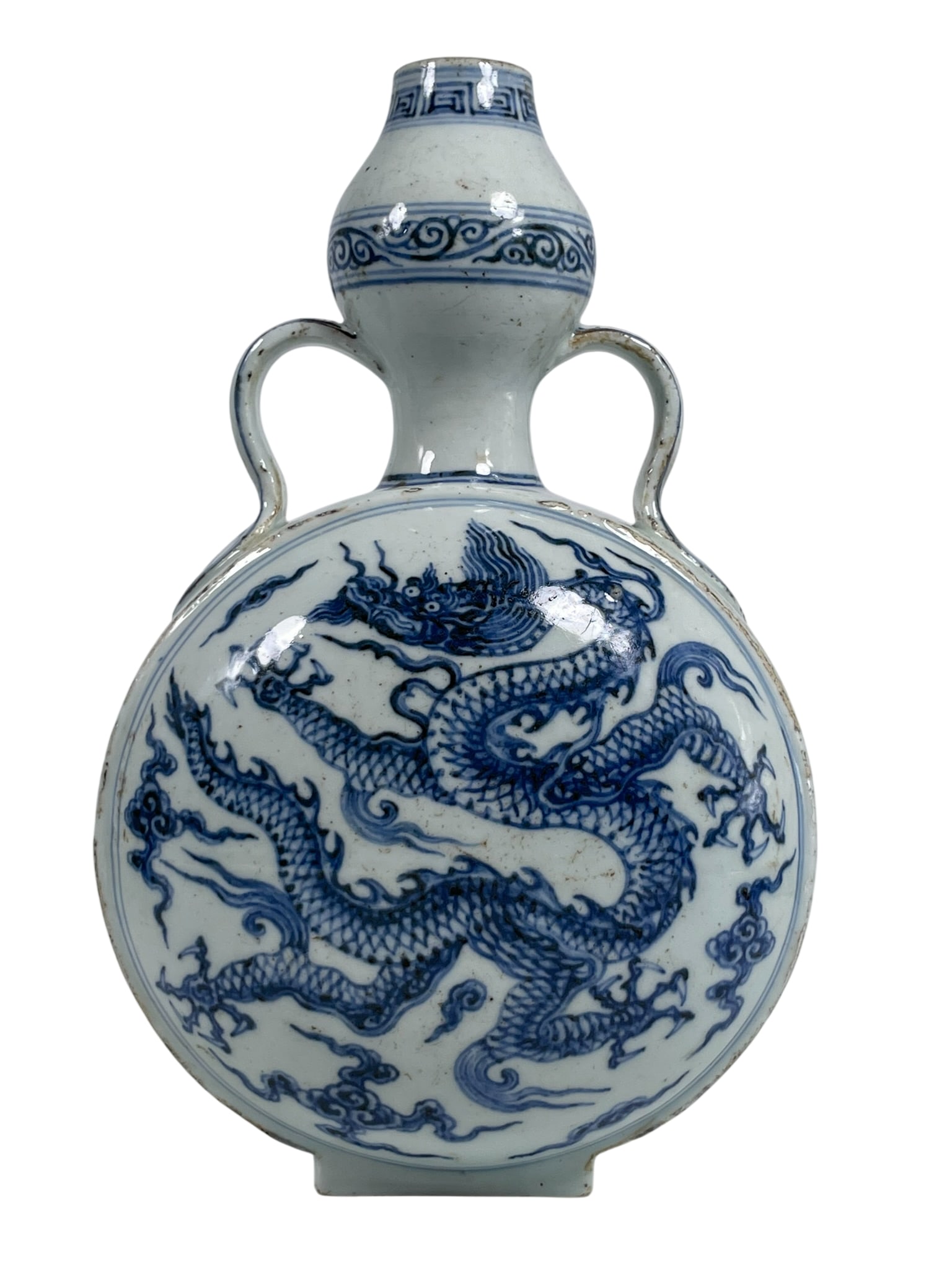 A Chinese Blue and White 'Dragon' Porcelain Moon Flask (1 of 9)