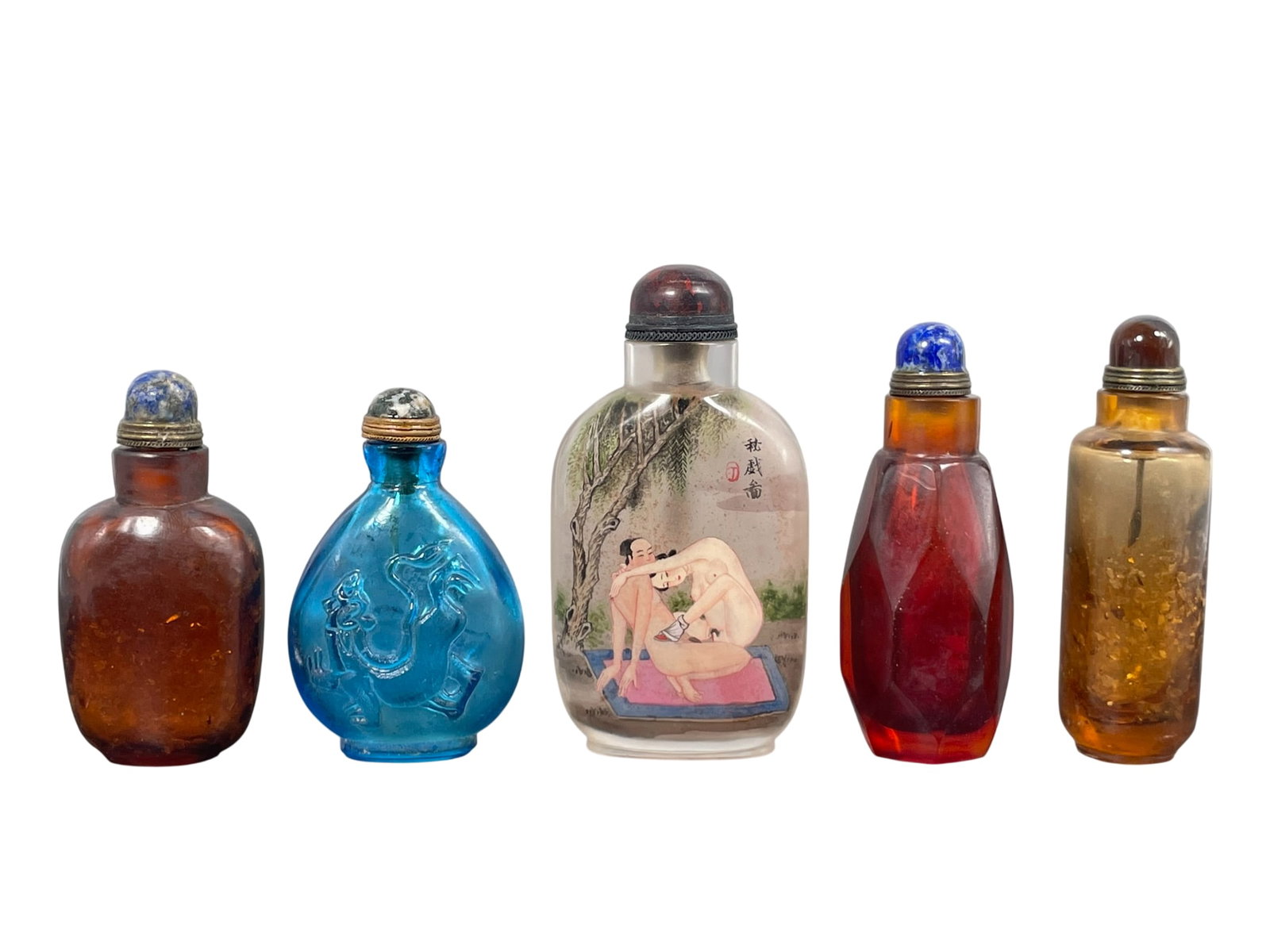 A Group of Five Glass Snuff Bottles (1 of 15)